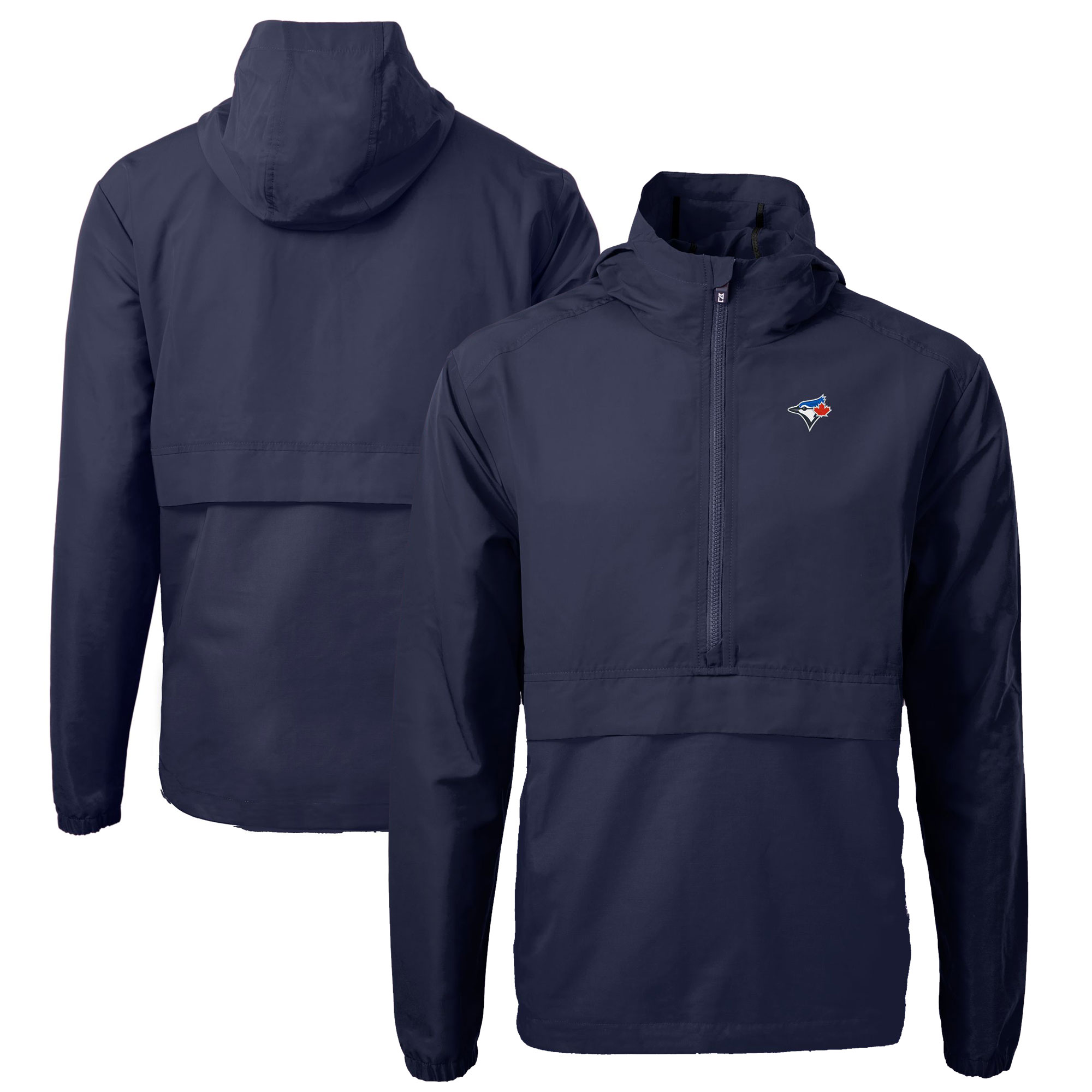 Men's Toronto Blue Jays Cutter & Buck Navy Charter Eco Recycled Half-Zip Anorak Jacket