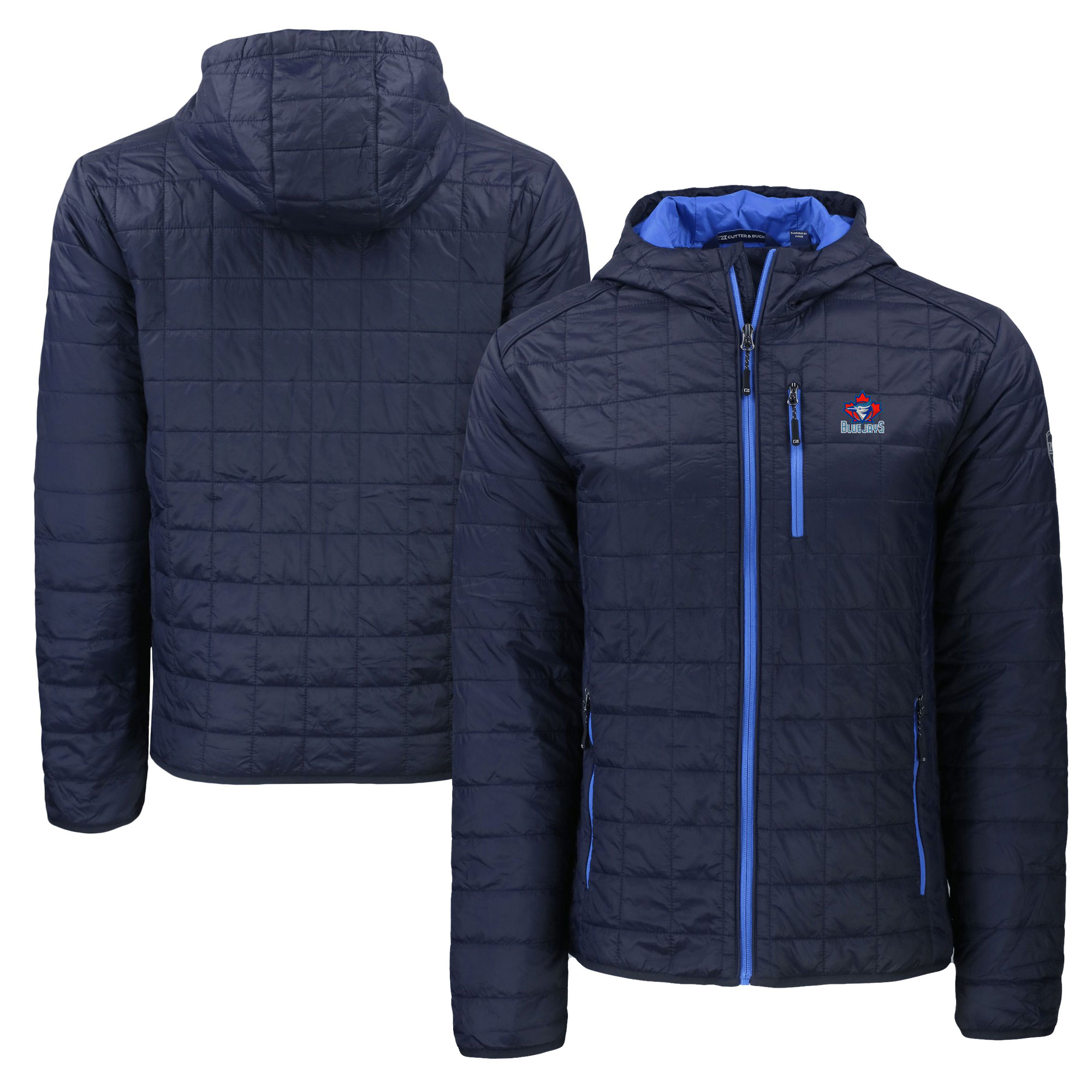 Men's Toronto Blue Jays  Cutter & Buck Navy Cooperstown Collection Rainier Primaloft Eco Full-Zip Hooded Jacket