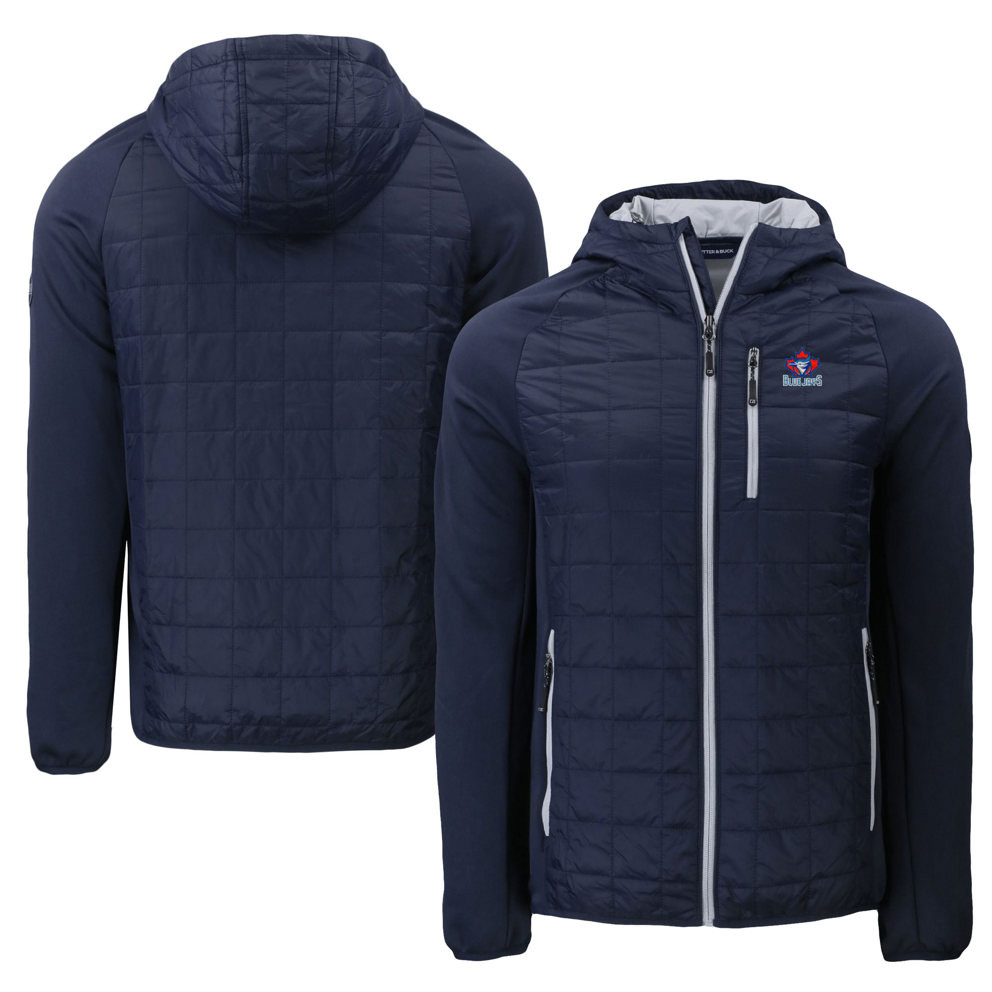 Men's Toronto Blue Jays  Cutter & Buck Navy Cooperstown Collection Rainier Primaloft Eco Full-Zip Hybrid Jacket