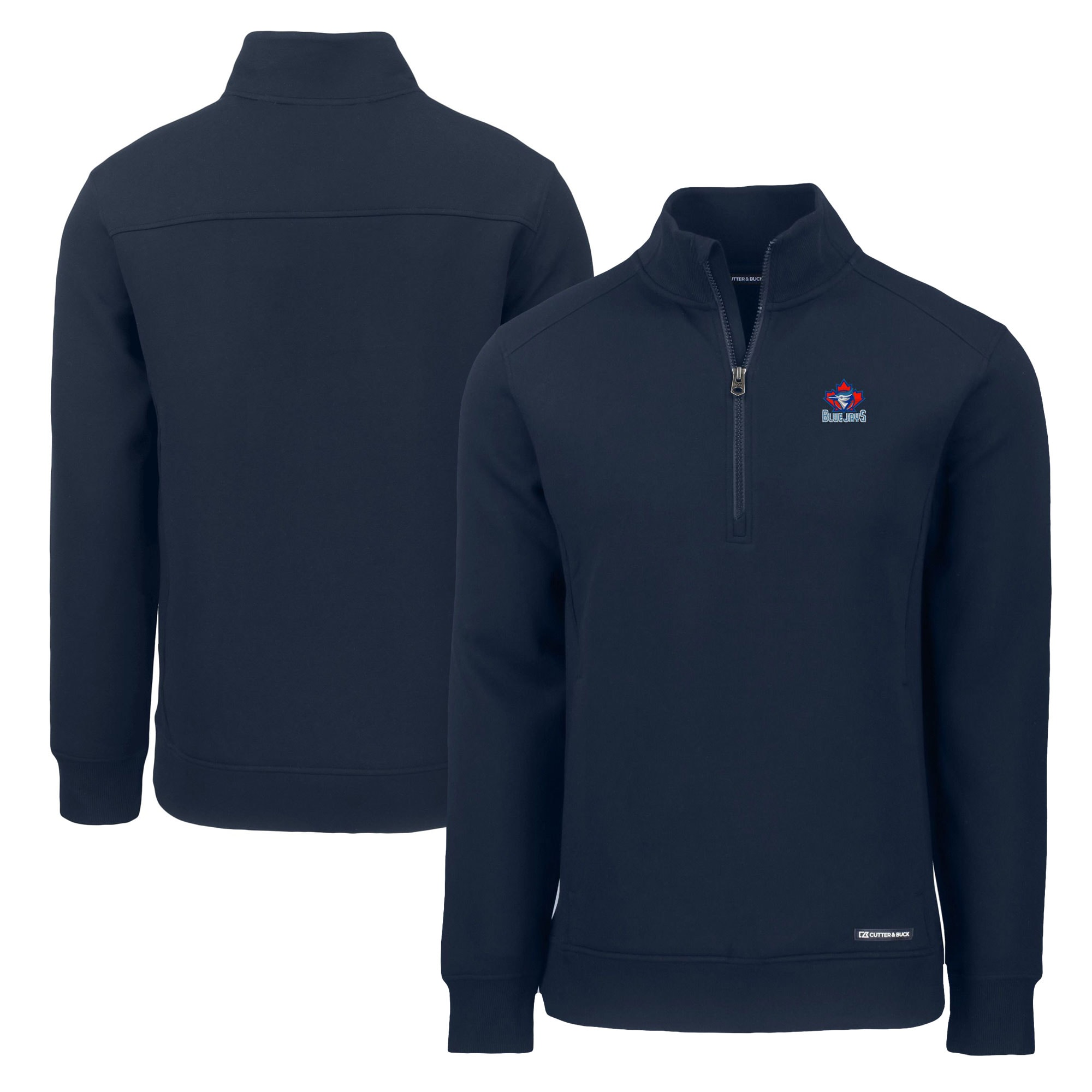Men's Toronto Blue Jays  Cutter & Buck Navy Cooperstown Collection Roam Eco Recycled Quarter-Zip Pullover