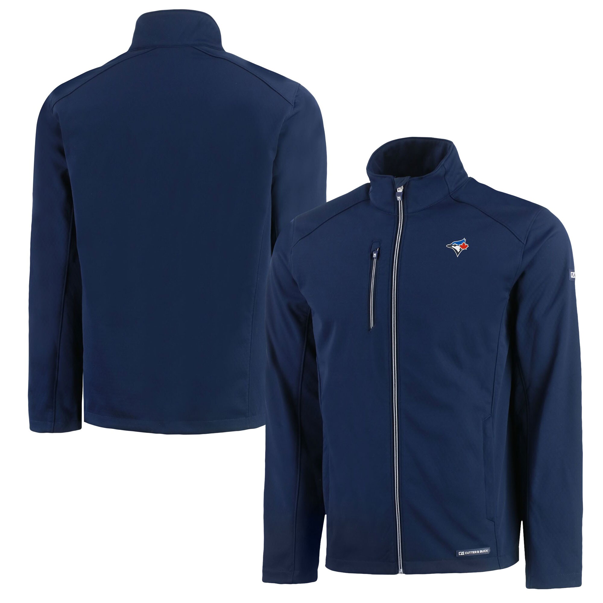 Men's Toronto Blue Jays Cutter & Buck Navy Evoke Eco Softshell Recycled Full-Zip Jacket