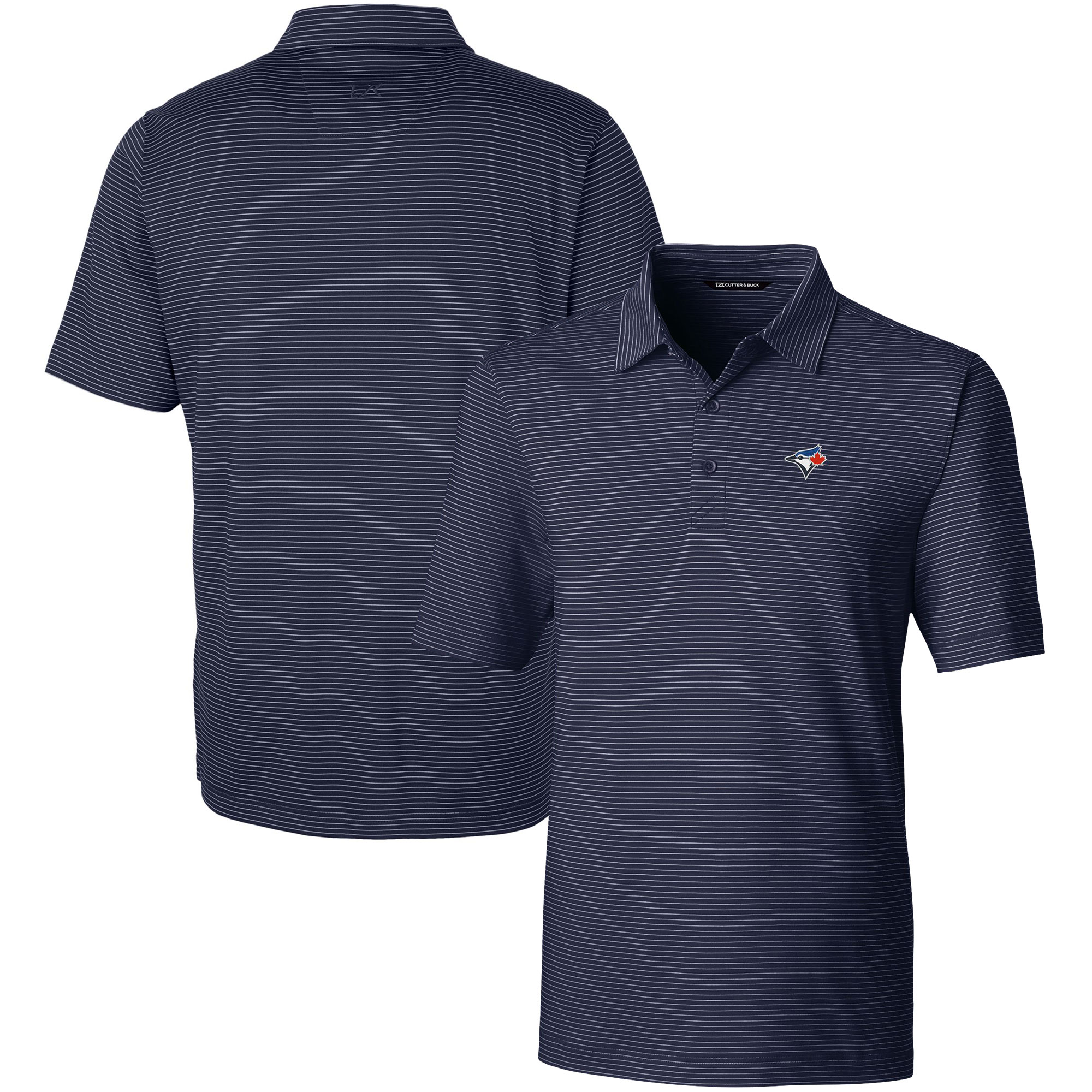 Men's Toronto Blue Jays  Cutter & Buck Navy Forge Pencil Stripe Stretch Polo