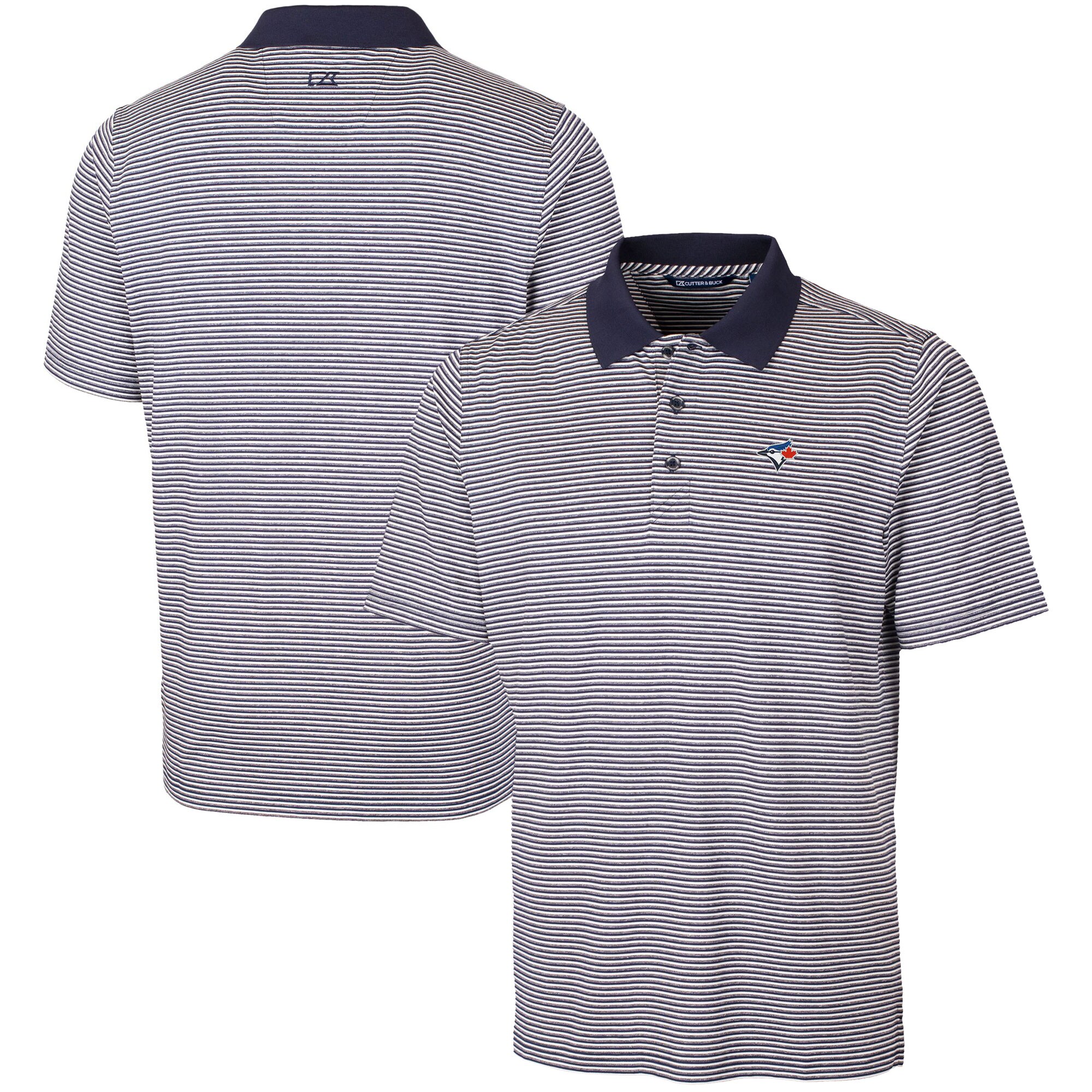 Men's Toronto Blue Jays  Cutter & Buck Navy Forge Tonal Stripe Stretch Polo