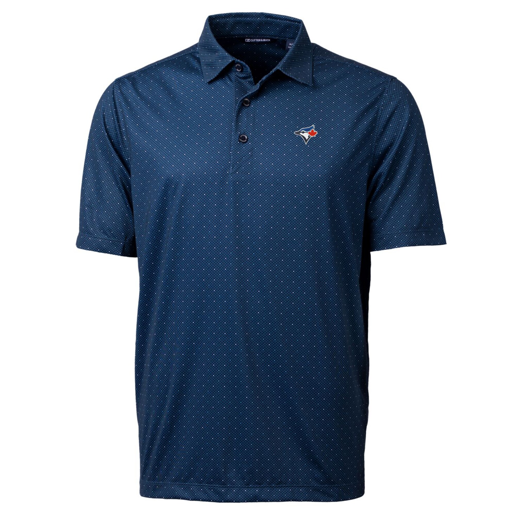 Men's Toronto Blue Jays Cutter & Buck Navy Pike Double Dot Print Stretch Polo