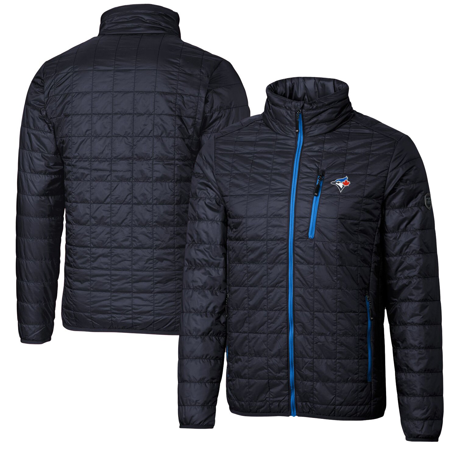 Men's Toronto Blue Jays Cutter & Buck Navy Rainier Eco Insulated Full-Zip Puffer Jacket