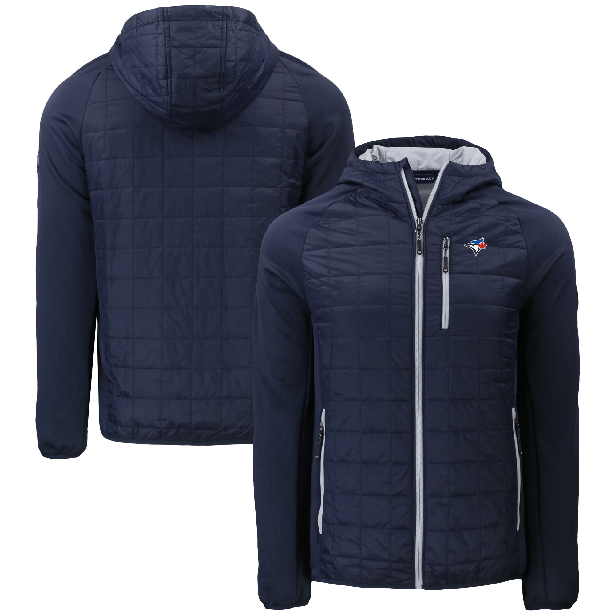 Men's Toronto Blue Jays  Cutter & Buck Navy Rainier Primaloft Eco Full-Zip Hybrid Jacket