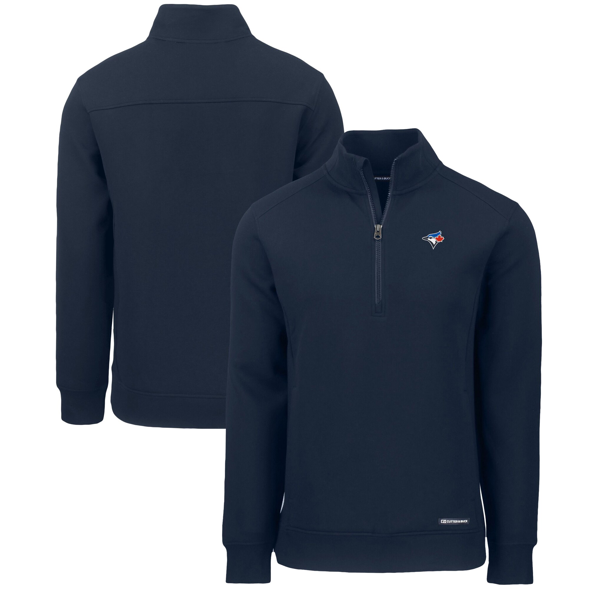 Men's Toronto Blue Jays  Cutter & Buck Navy Roam Eco Recycled Quarter-Zip Pullover