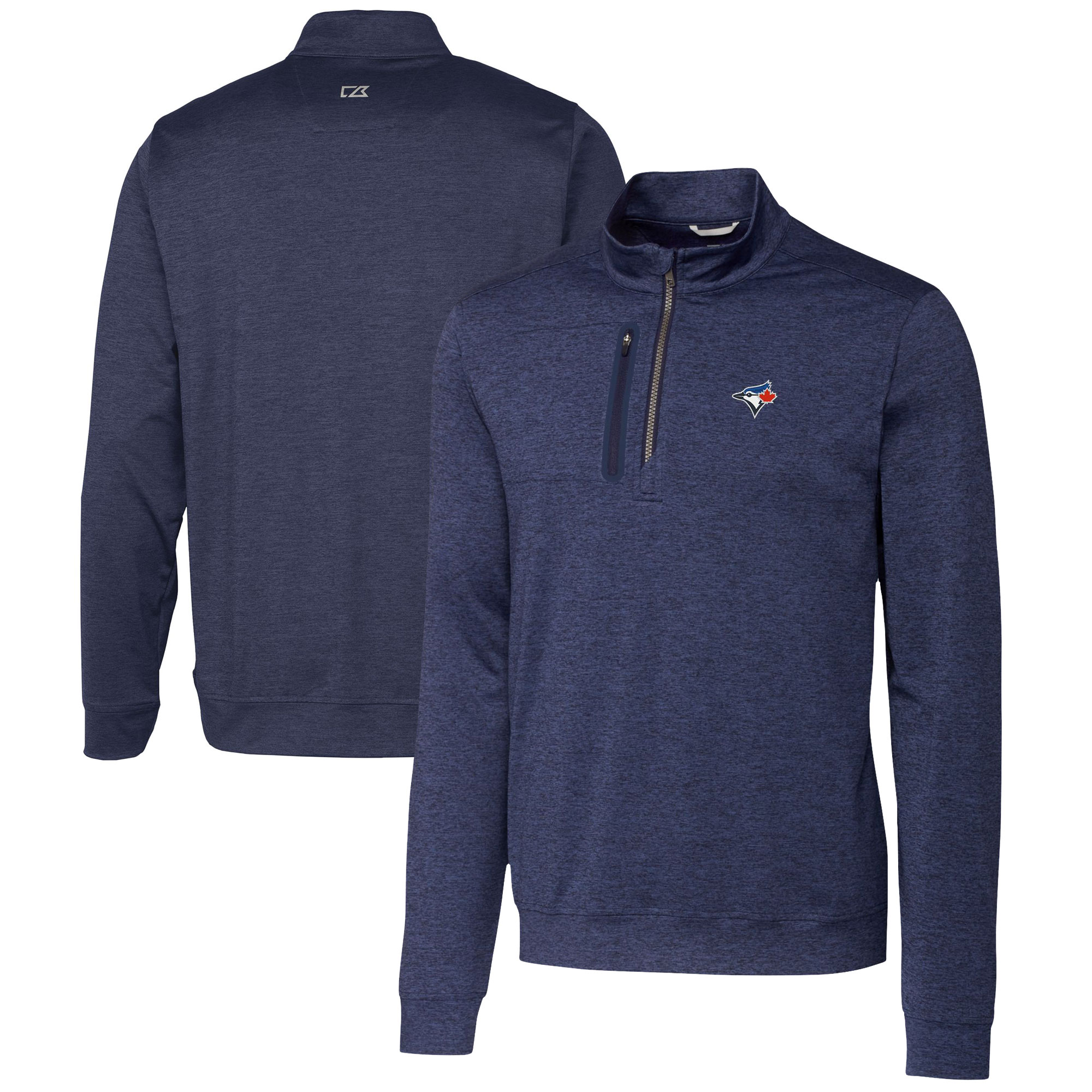 Men's Toronto Blue Jays  Cutter & Buck Navy Stealth Heathered Quarter-Zip Pullover Top
