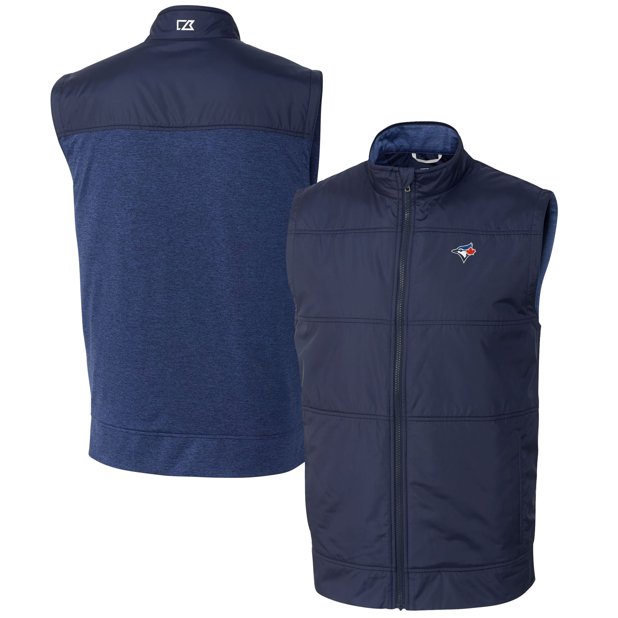Men's Toronto Blue Jays  Cutter & Buck Navy Stealth Hybrid Quilted Windbreaker Full-Zip Vest