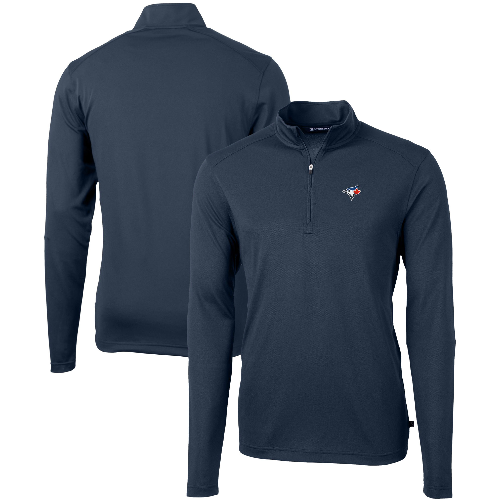 Men's Toronto Blue Jays  Cutter & Buck Navy Virtue Eco Pique Recycled Quarter-Zip Pullover Top