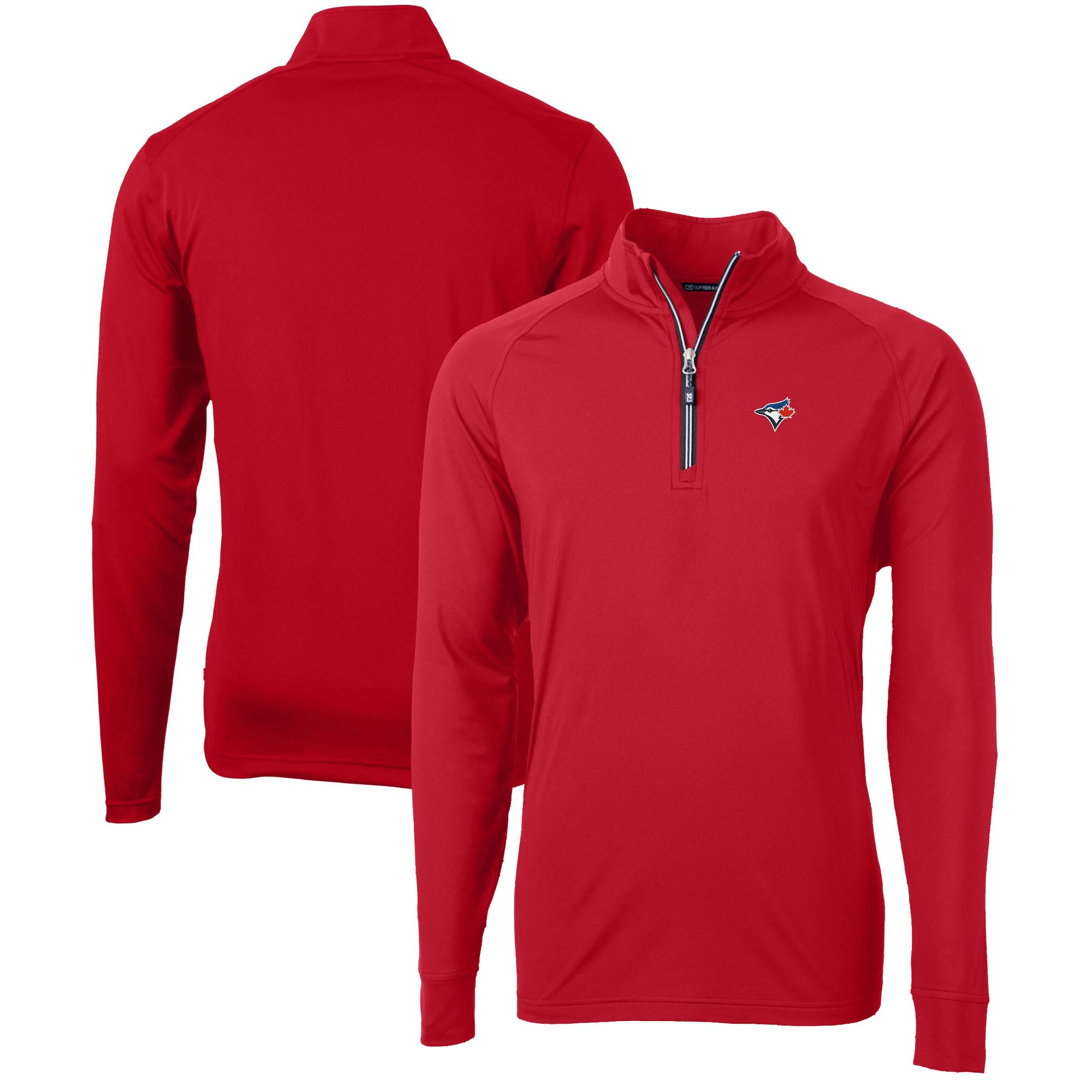 Men's Toronto Blue Jays  Cutter & Buck Red Adapt Eco Knit Stretch Recycled Quarter-Zip Pullover Top
