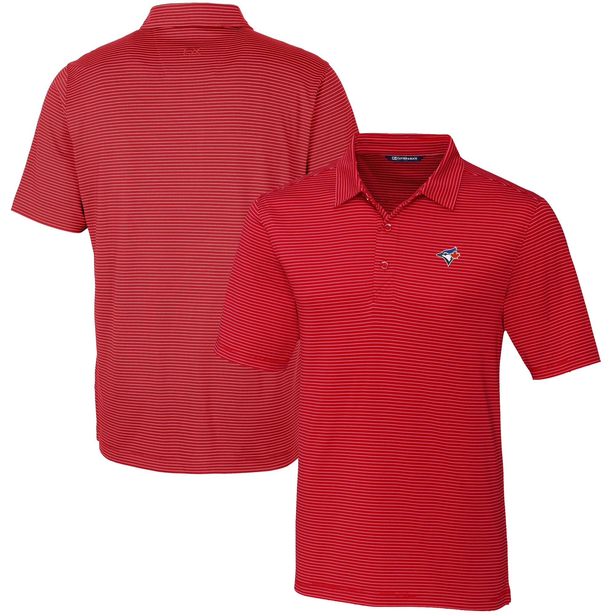 Men's Toronto Blue Jays  Cutter & Buck Red Forge Pencil Stripe Stretch Polo