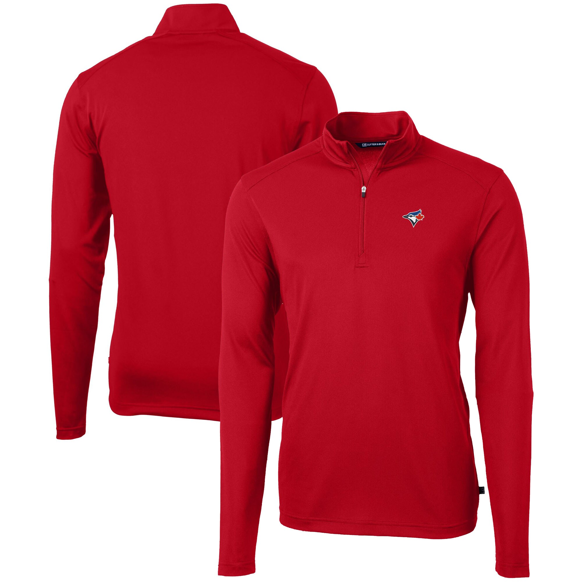 Men's Toronto Blue Jays  Cutter & Buck Red Virtue Eco Pique Recycled Quarter-Zip Pullover Top