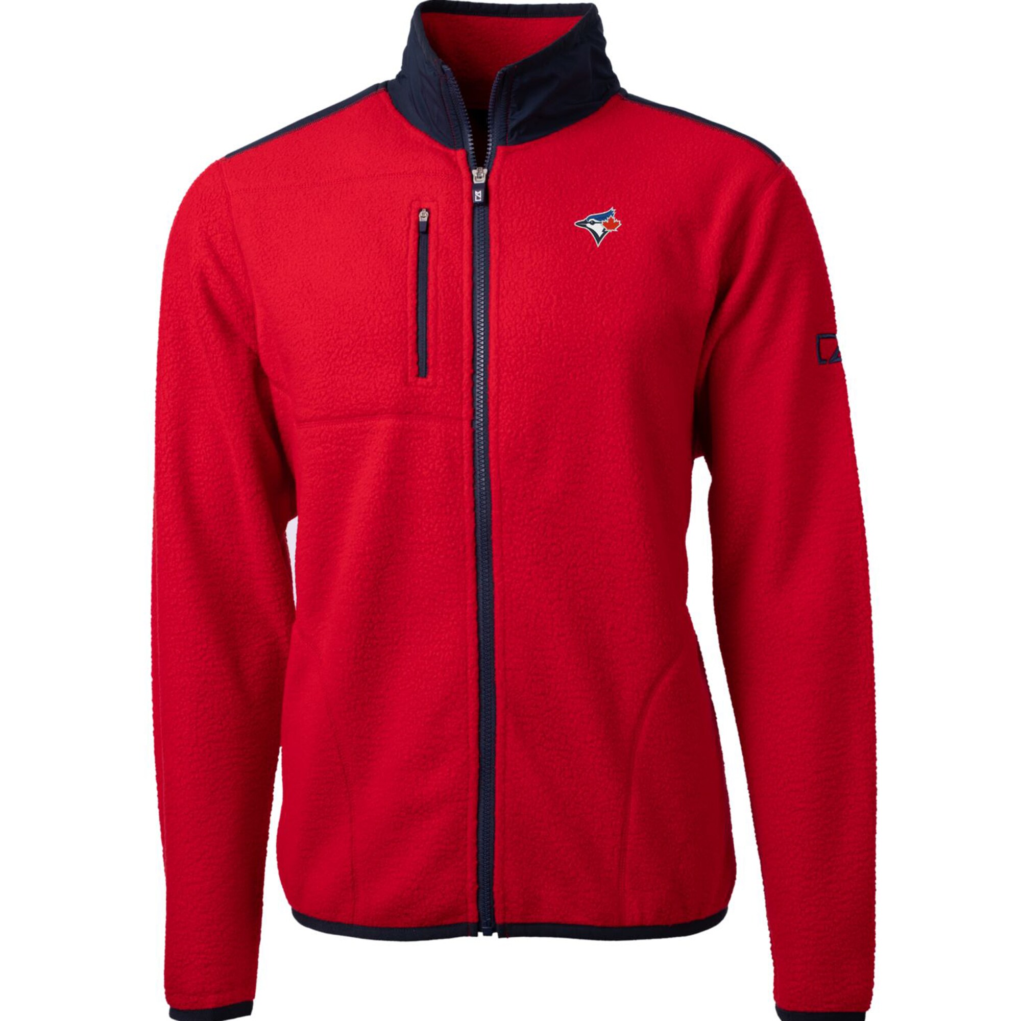 Men's Toronto Blue Jays Cutter & Buck Red/Navy Cascade Eco Sherpa Fleece Full-Zip Jacket