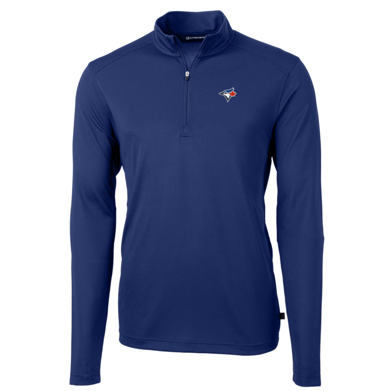 Men's Toronto Blue Jays Cutter & Buck Royal Big & Tall Virtue Eco Pique Quarter-Zip Pullover Jacket
