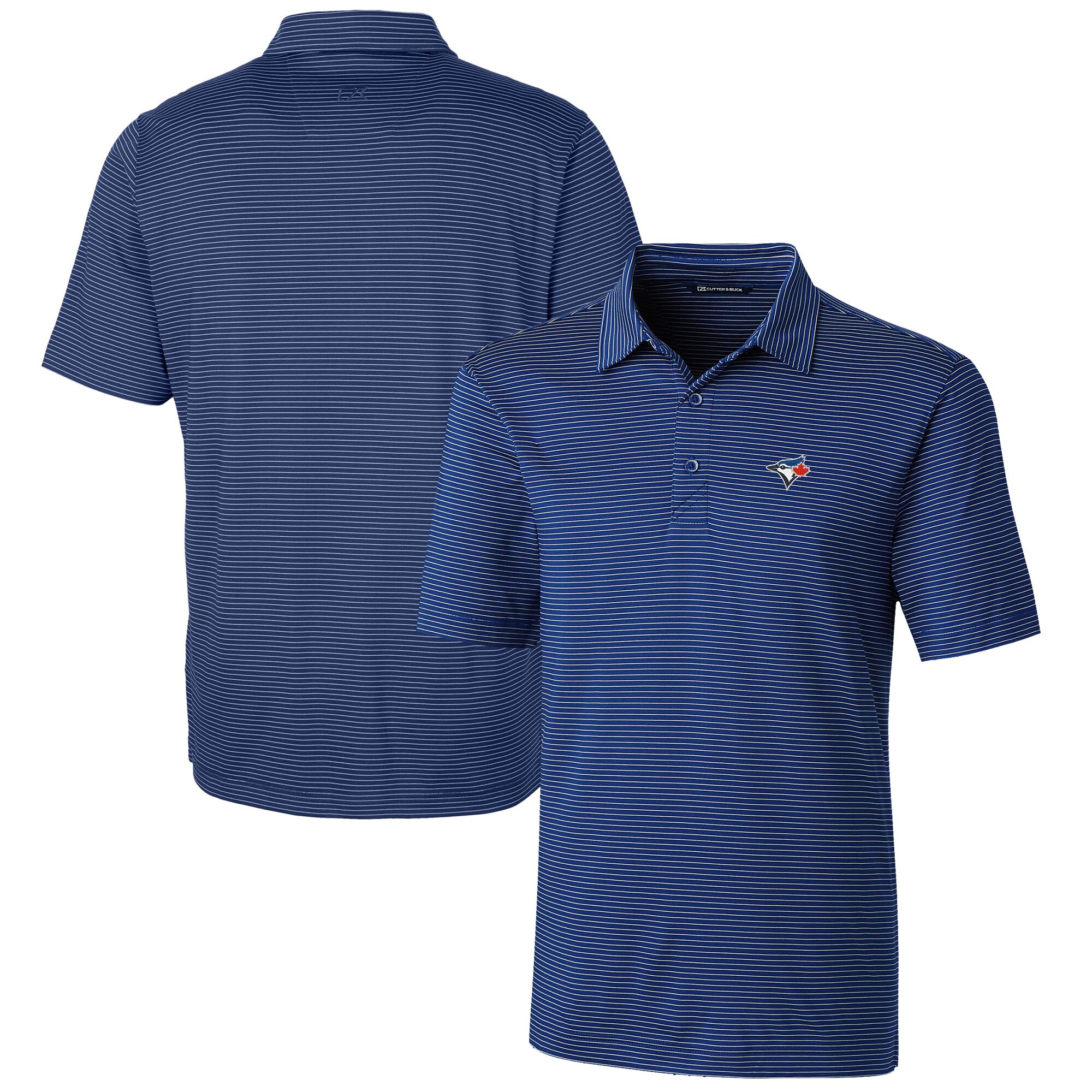 Men's Toronto Blue Jays  Cutter & Buck Royal Forge Pencil Stripe Stretch Polo