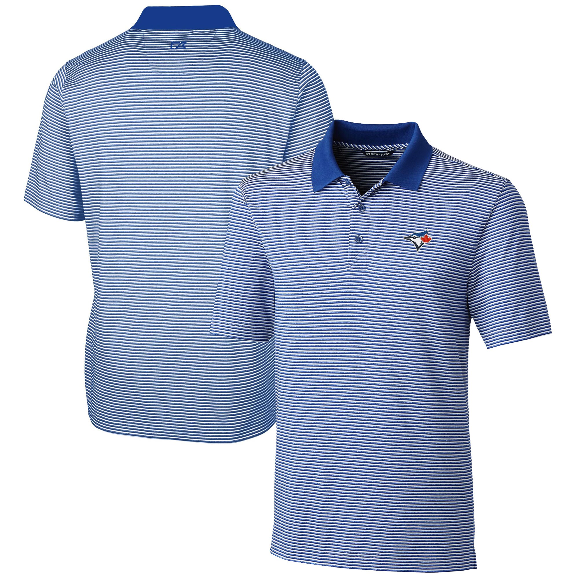 Men's Toronto Blue Jays  Cutter & Buck Royal Forge Tonal Stripe Stretch Polo