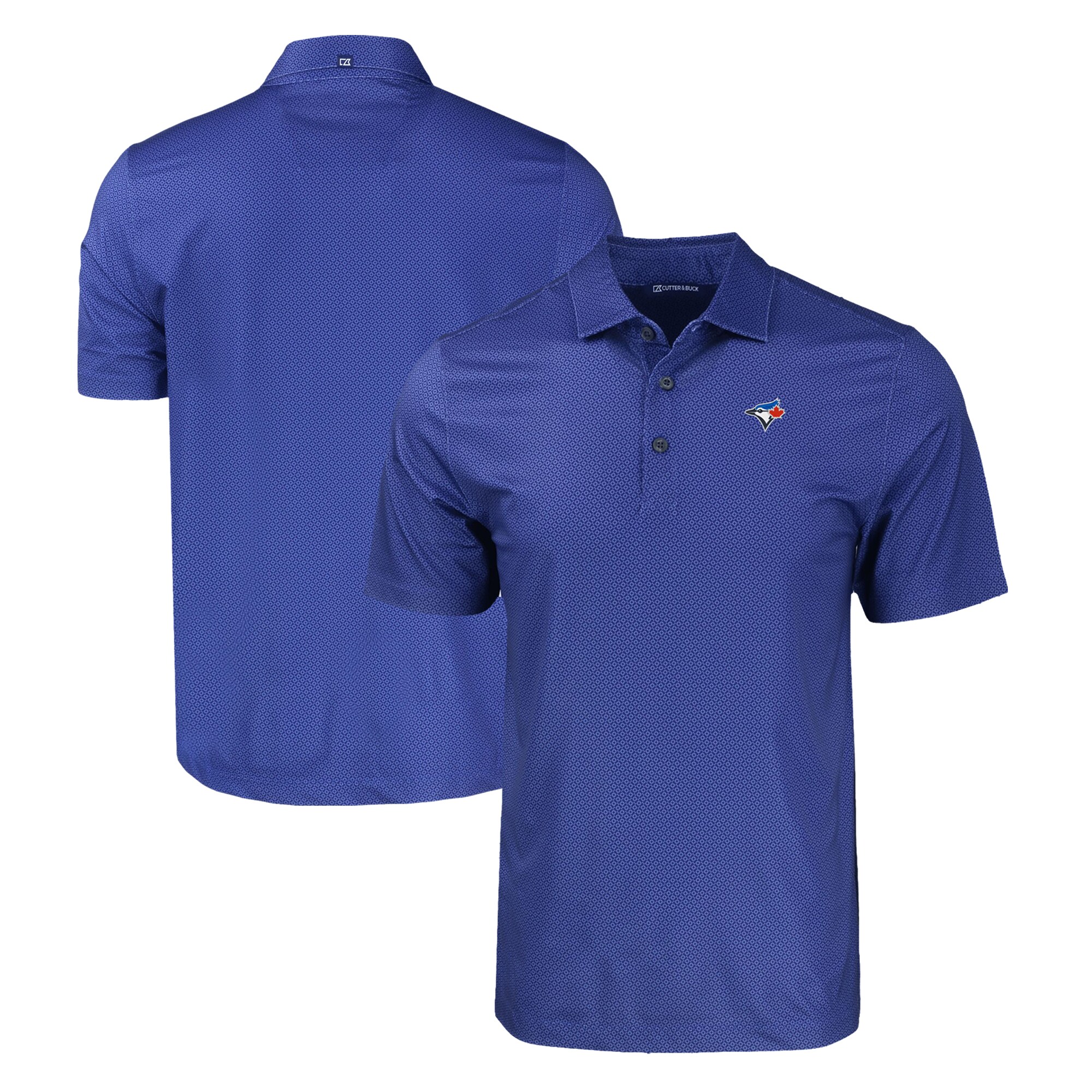 Men's Toronto Blue Jays  Cutter & Buck Royal Pike Eco Tonal Geo Print Stretch Recycled Polo