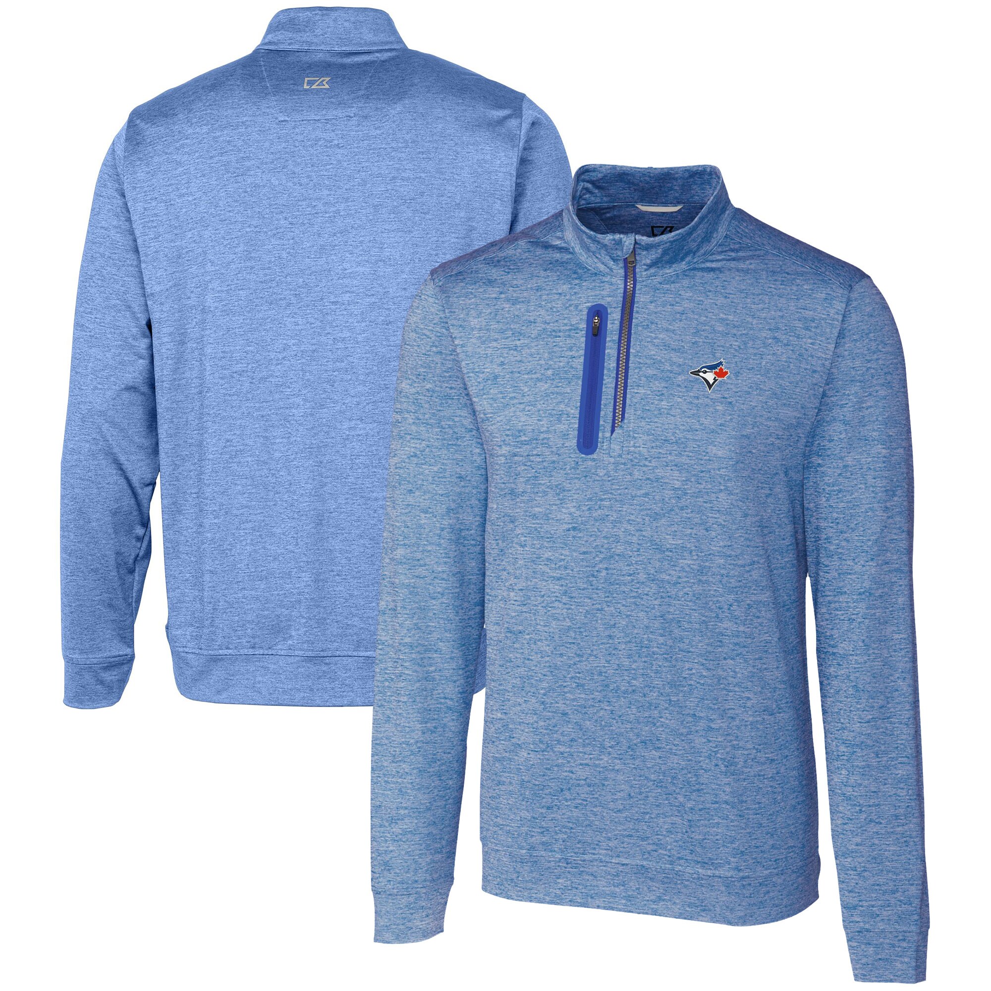 Men's Toronto Blue Jays  Cutter & Buck Royal Stealth Heathered Quarter-Zip Pullover Top
