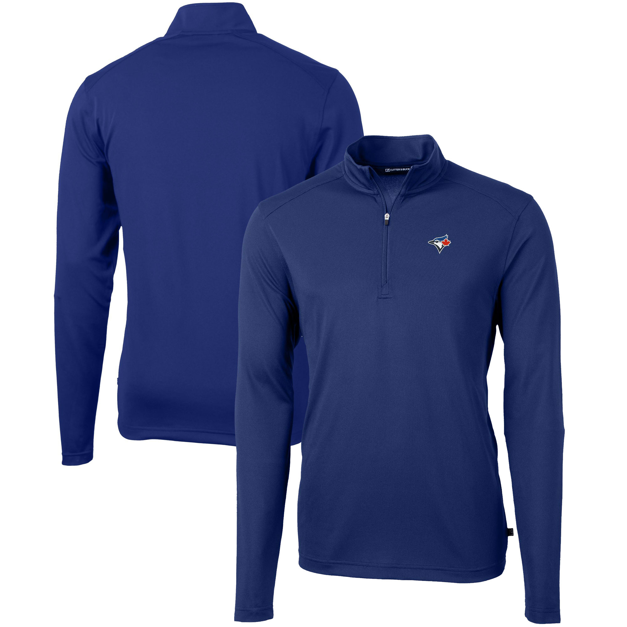 Men's Toronto Blue Jays  Cutter & Buck Royal Virtue Eco Pique Recycled Quarter-Zip Pullover Top