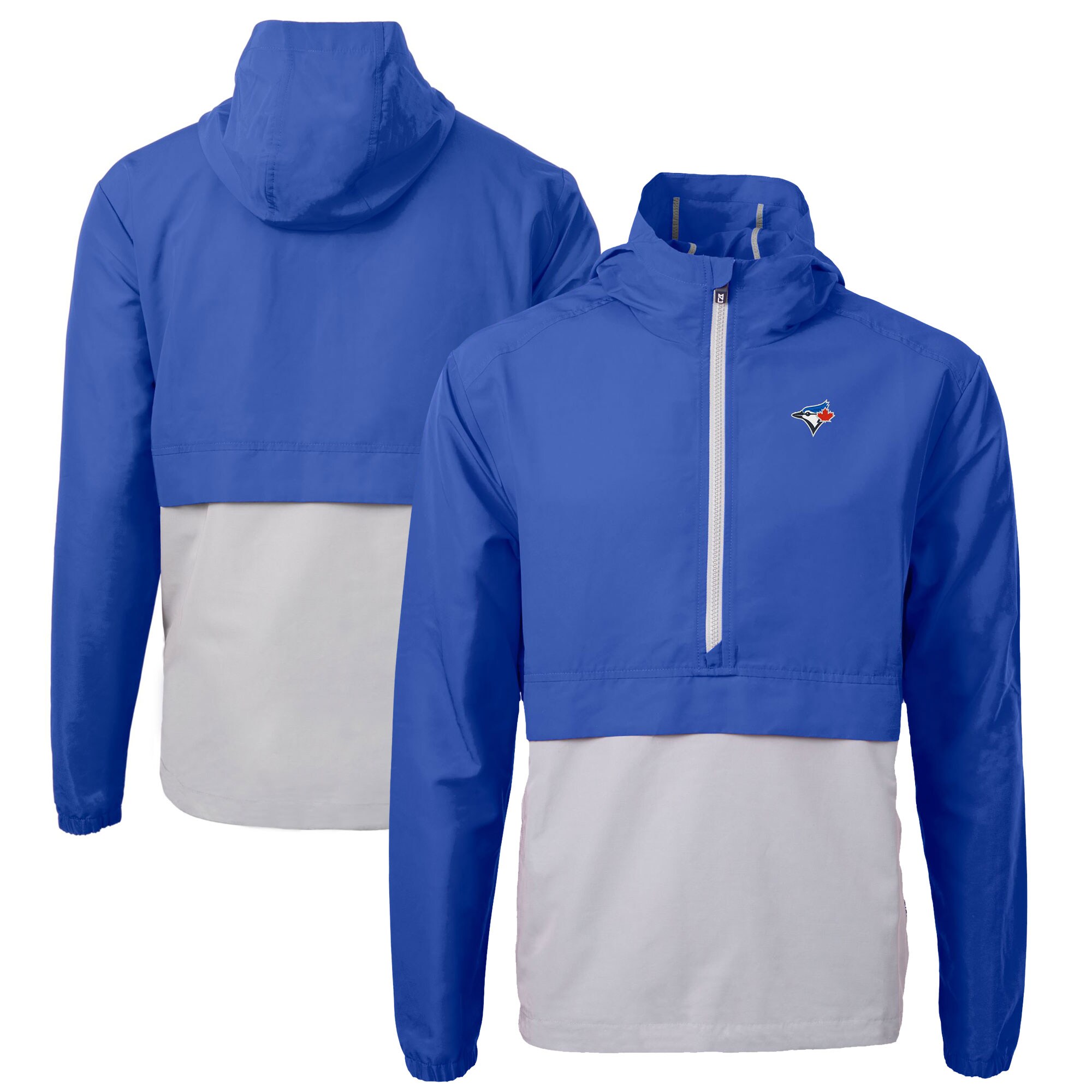 Men's Toronto Blue Jays Cutter & Buck Royal/Gray Charter Eco Recycled Half-Zip Anorak Jacket