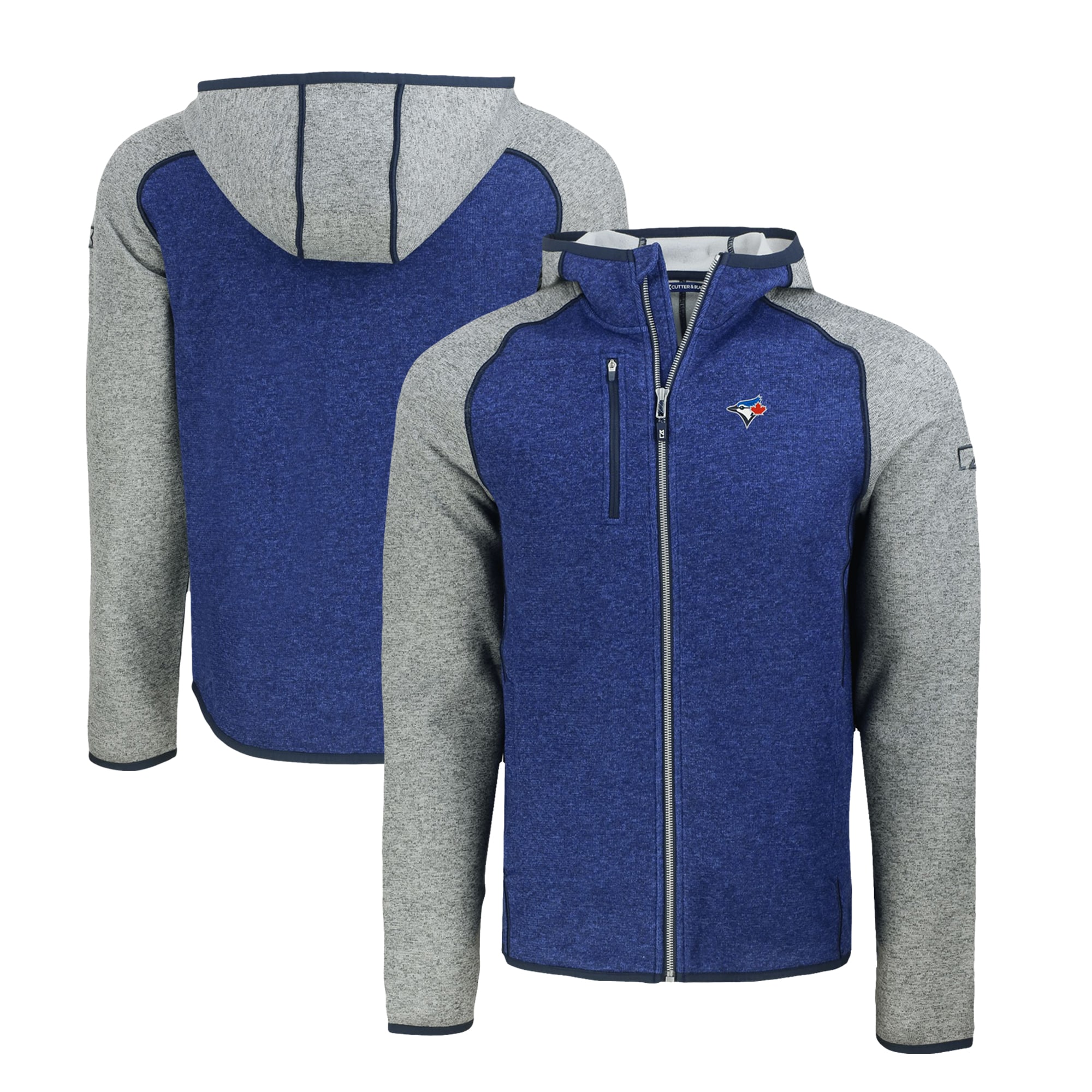 Men's Toronto Blue Jays  Cutter & Buck Royal/Heather Gray Mainsail Full-Zip Hooded Jacket