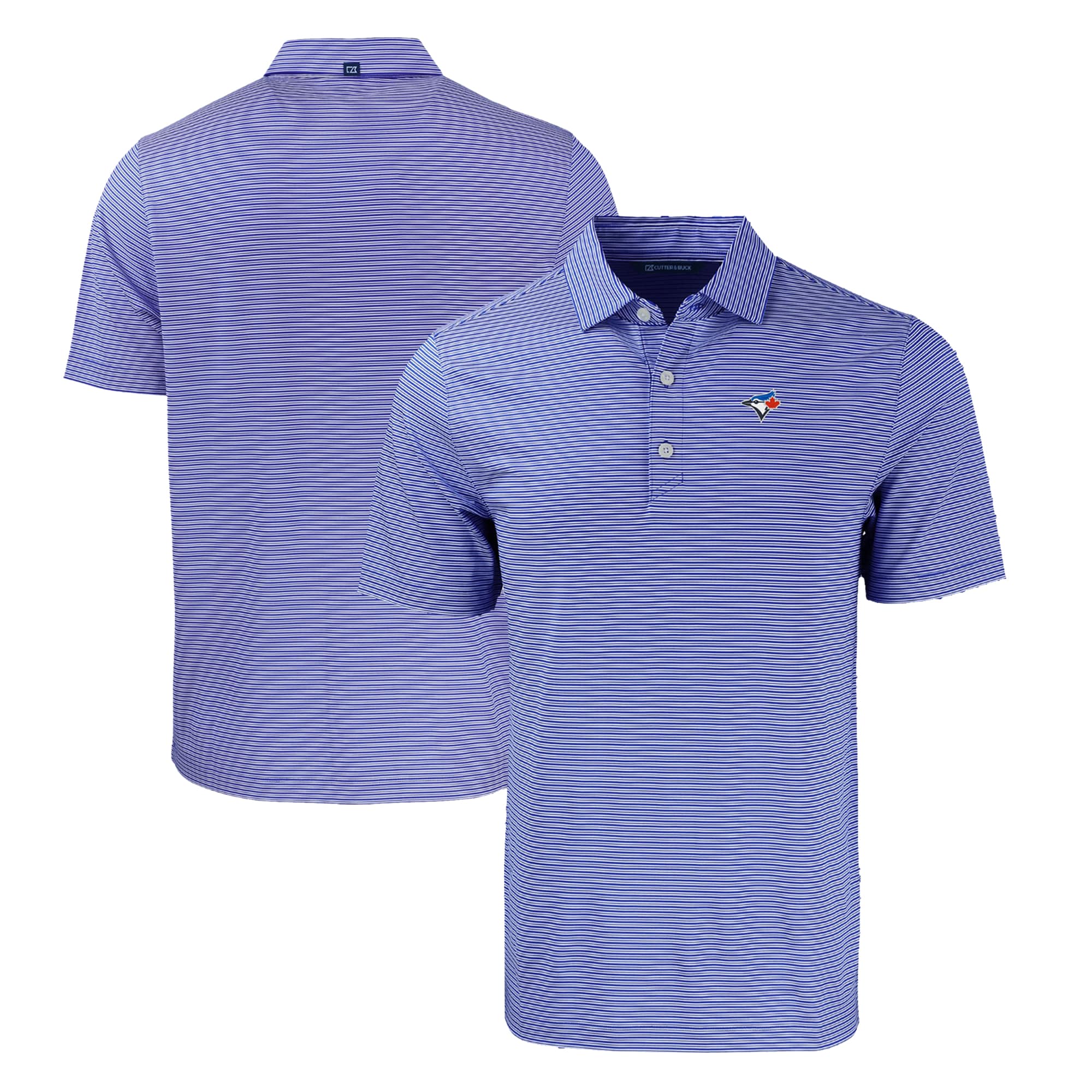 Men's Toronto Blue Jays  Cutter & Buck Royal/White Big & Tall Forge Eco Double Stripe Stretch Recycled Polo
