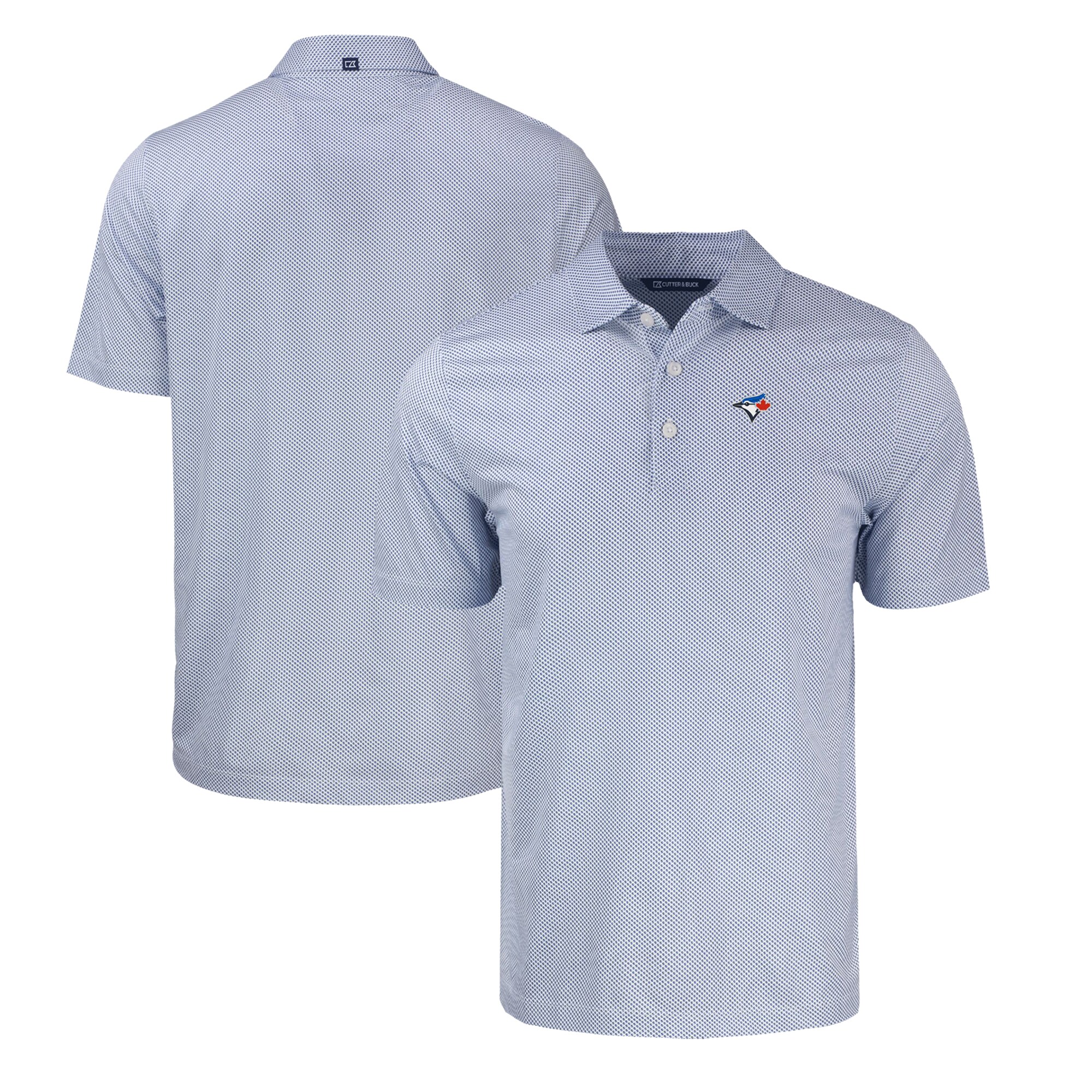 Men's Toronto Blue Jays  Cutter & Buck Royal/White Pike Eco Symmetry Print Stretch Recycled Polo