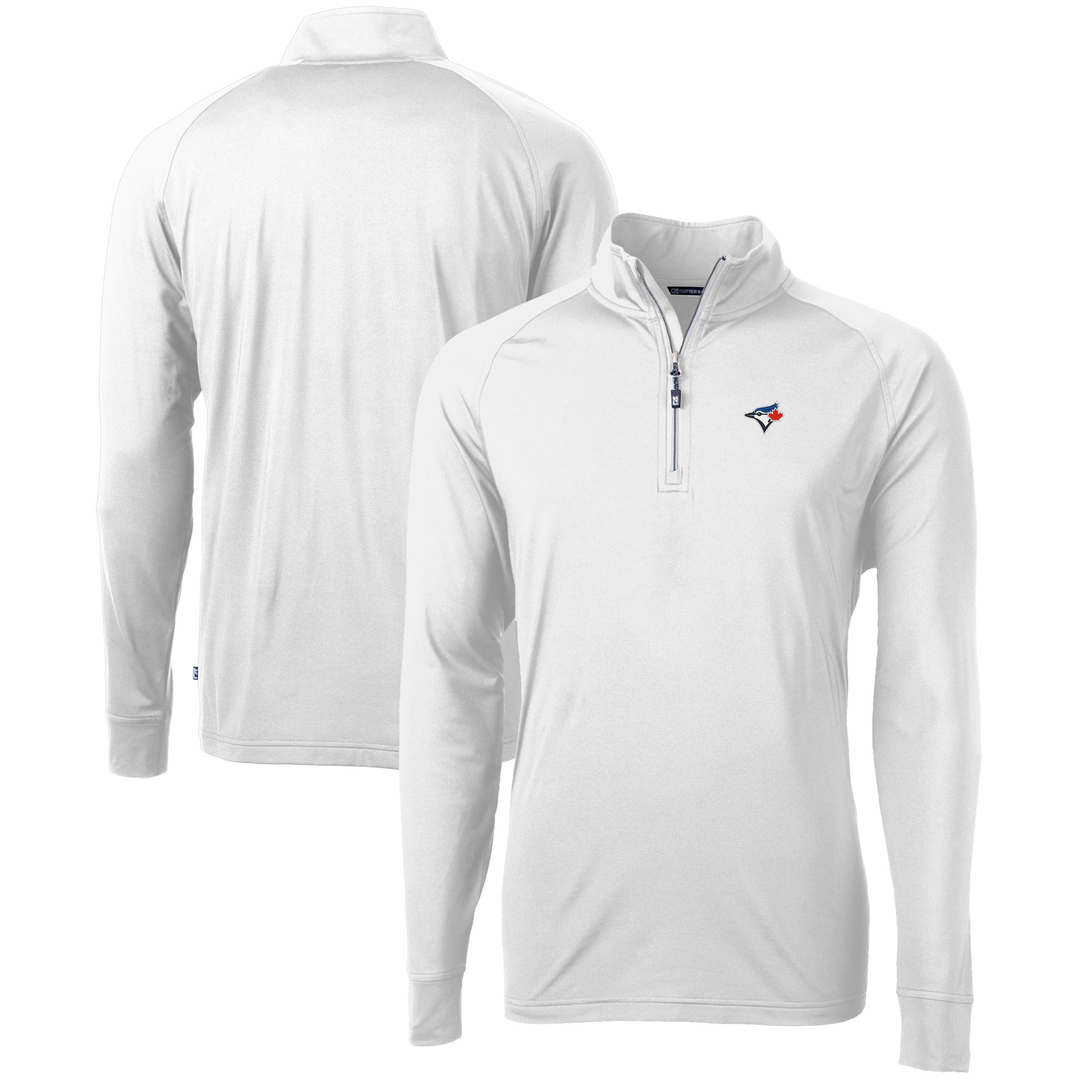 Men's Toronto Blue Jays  Cutter & Buck White Adapt Eco Knit Stretch Recycled Quarter-Zip Pullover Top