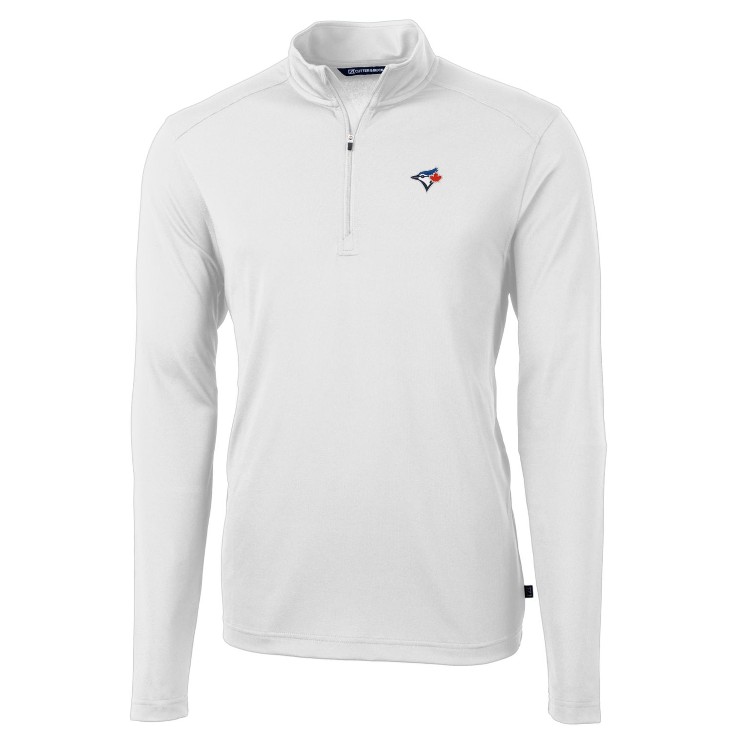 Men's Toronto Blue Jays Cutter & Buck White Big & Tall Virtue Eco Pique Quarter-Zip Pullover Jacket