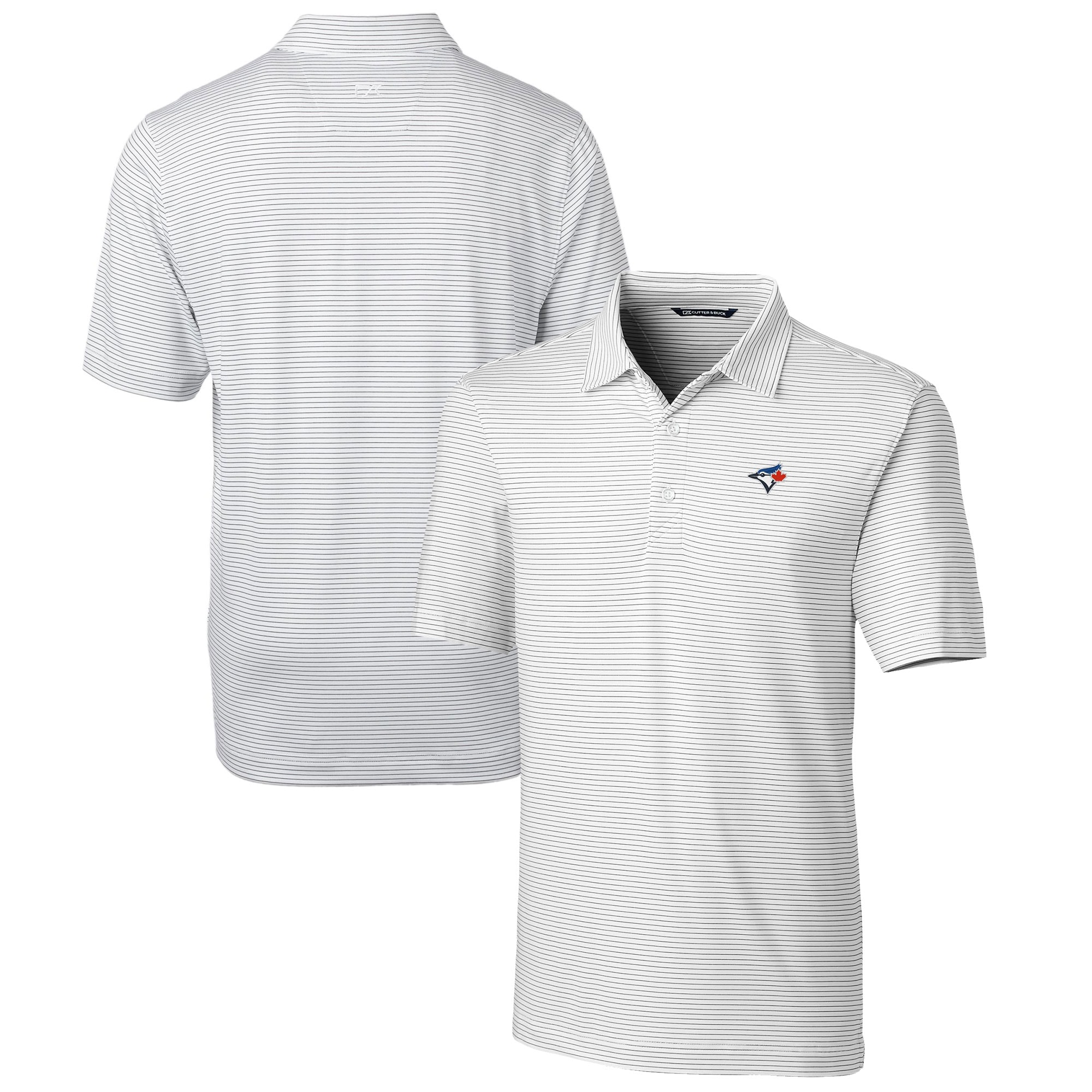 Men's Toronto Blue Jays  Cutter & Buck White Forge Pencil Stripe Stretch Polo