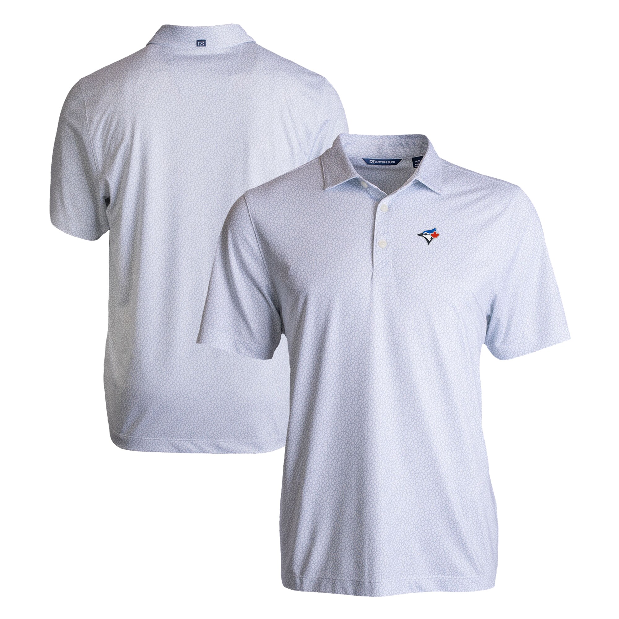 Men's Toronto Blue Jays  Cutter & Buck White Pike Eco Pebble Print Stretch Recycled Polo