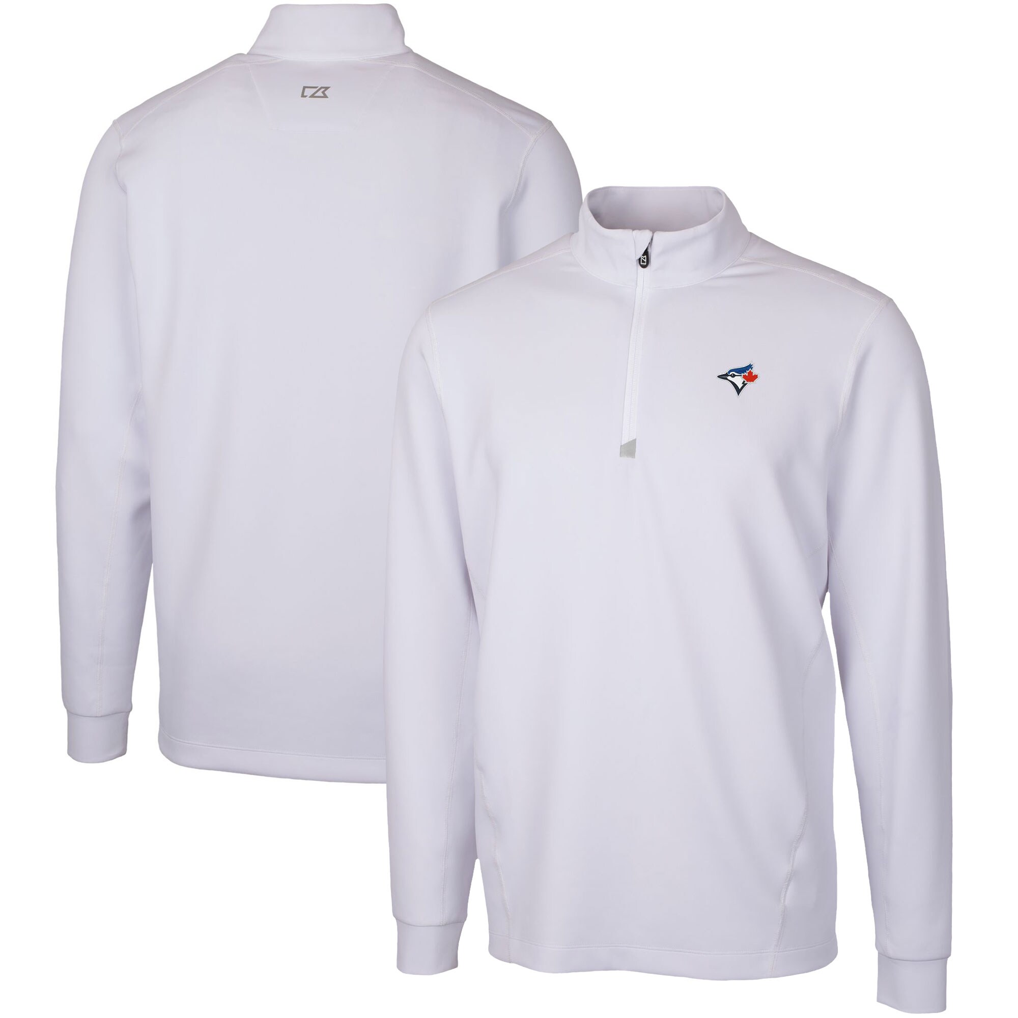 Men's Toronto Blue Jays  Cutter & Buck White Traverse Stretch Quarter-Zip Pullover Top