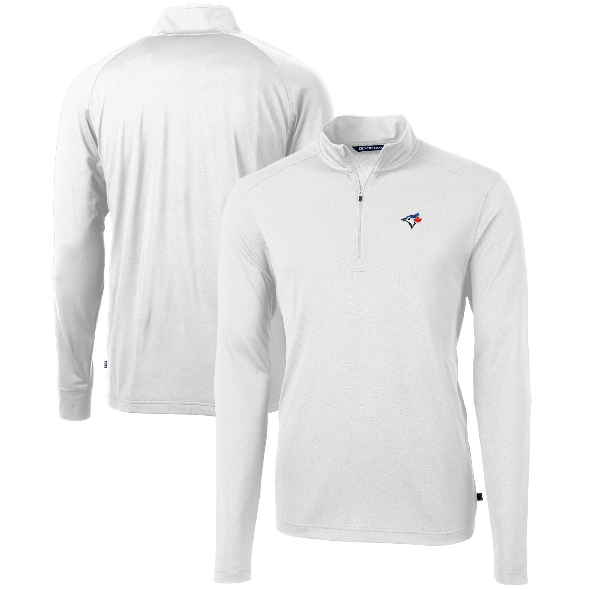 Men's Toronto Blue Jays  Cutter & Buck White Virtue Eco Pique Recycled Quarter-Zip Pullover Top