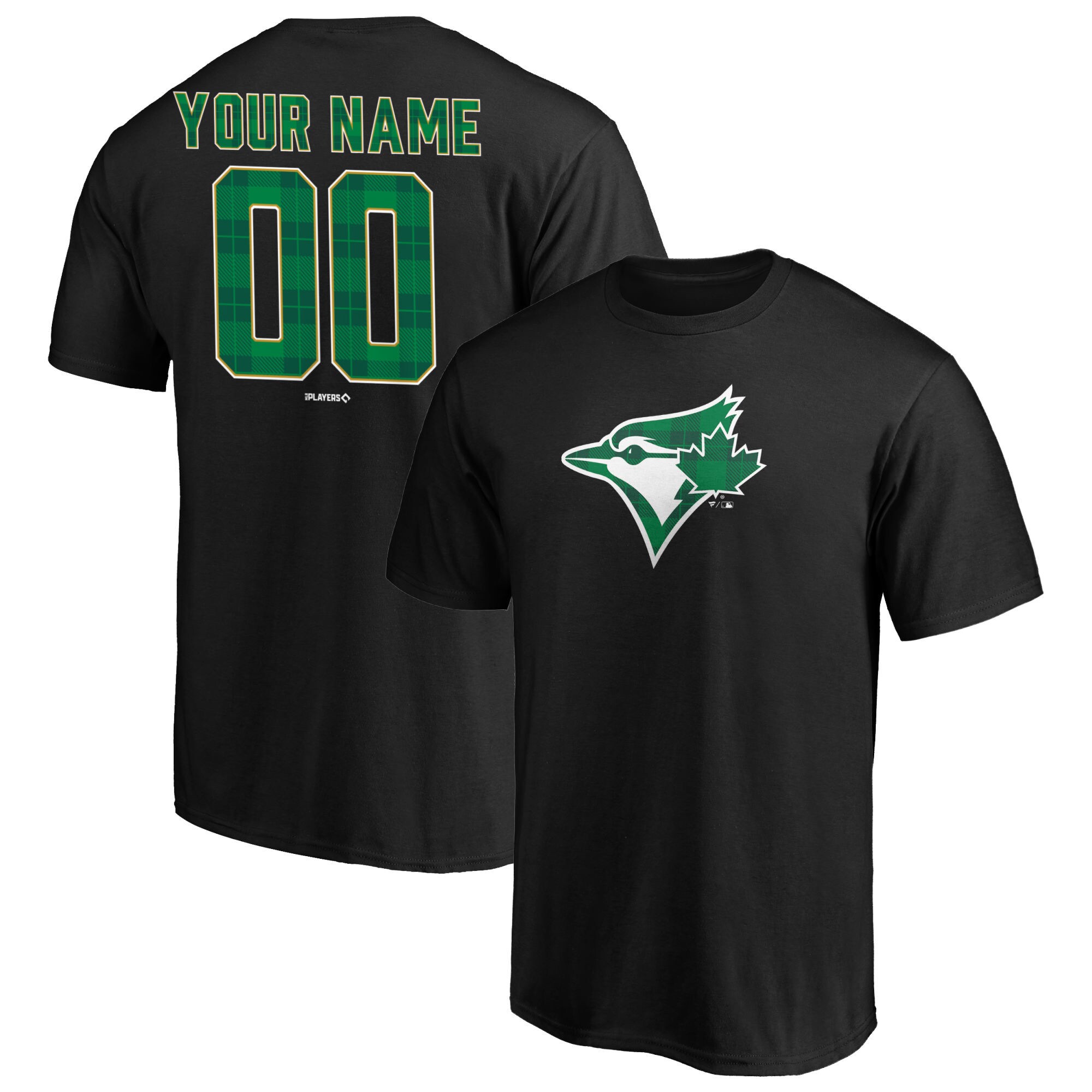 Men's Toronto Blue Jays  Branded Black Emerald Plaid Personalized Name & Number T-Shirt