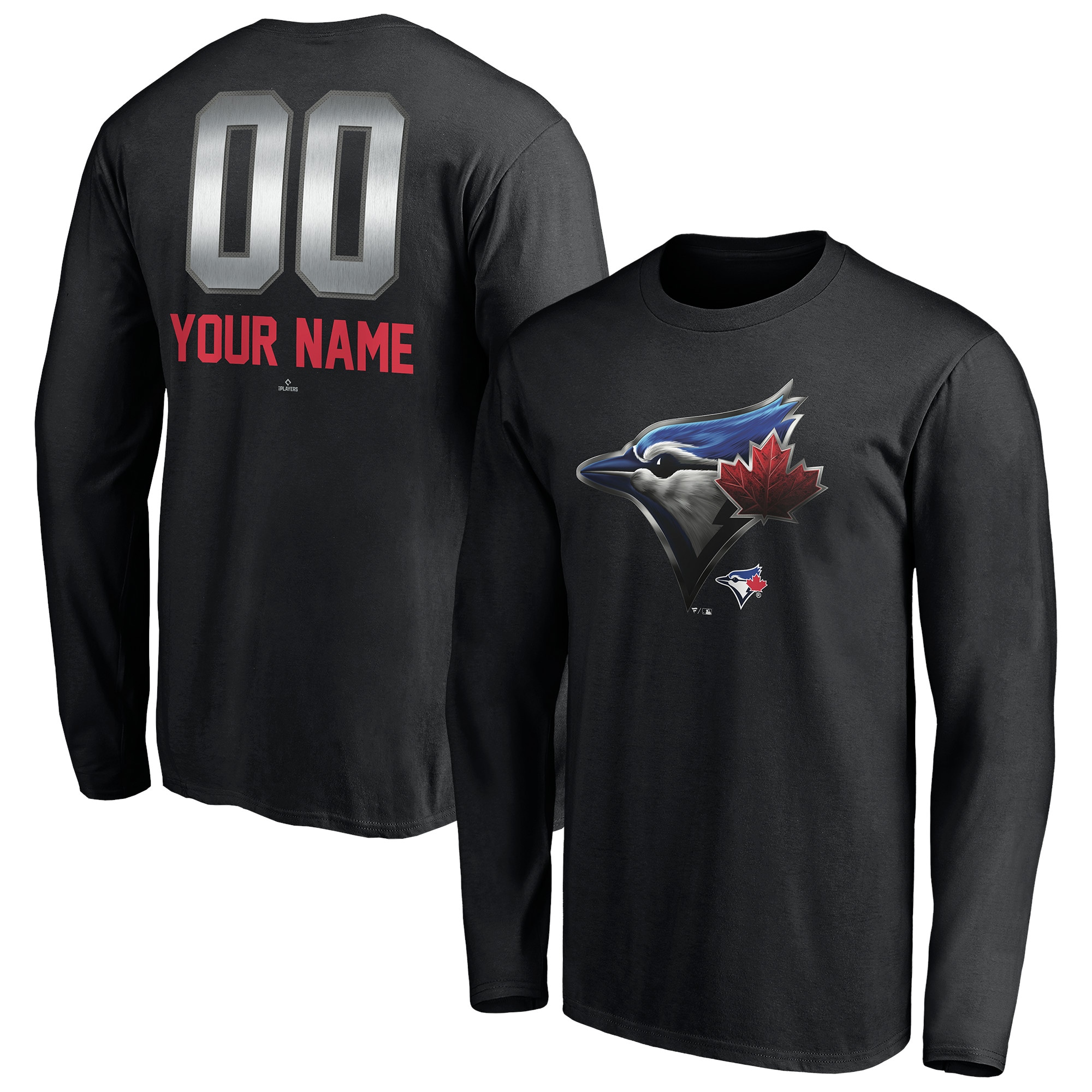 Men's Toronto Blue Jays  Branded Black Personalized Midnight Mascot Long Sleeve T-Shirt
