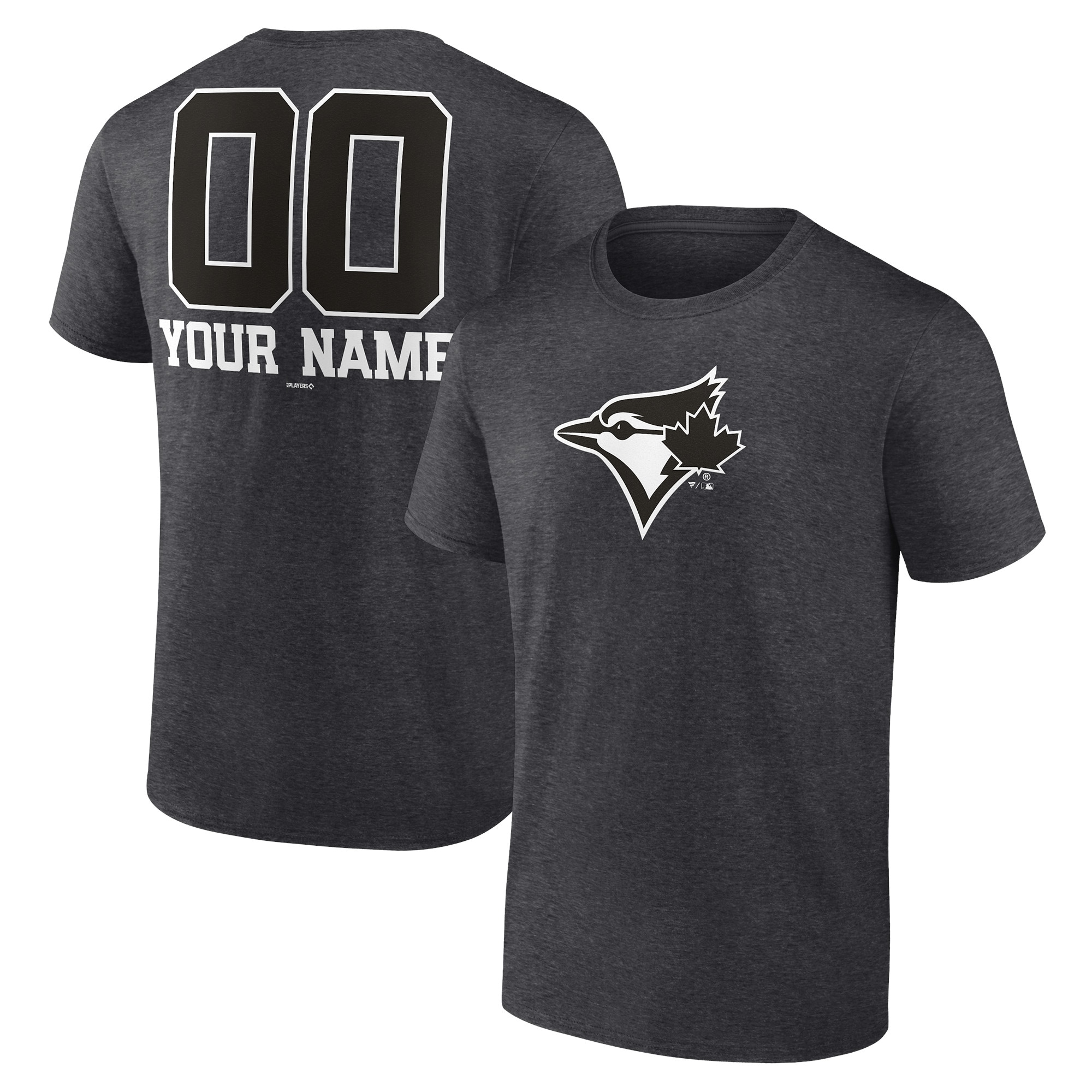 Men's Toronto Blue Jays  Branded Charcoal Personalized Monochrome Name & Number T-Shirt