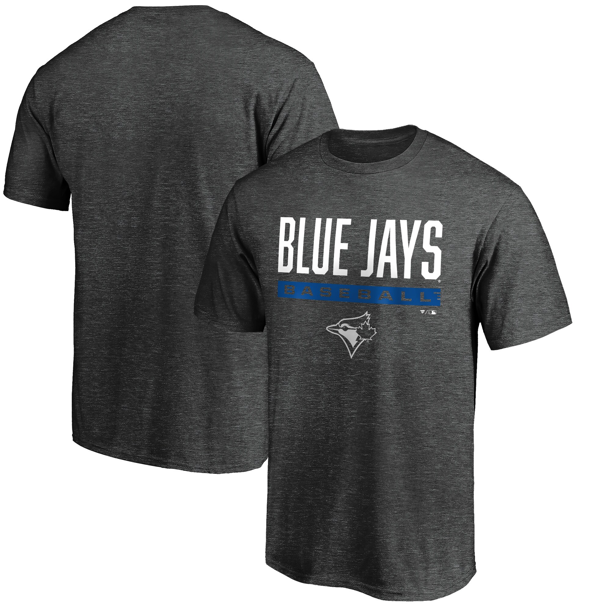 Men's Toronto Blue Jays  Branded Charcoal Win Stripe Logo T-Shirt