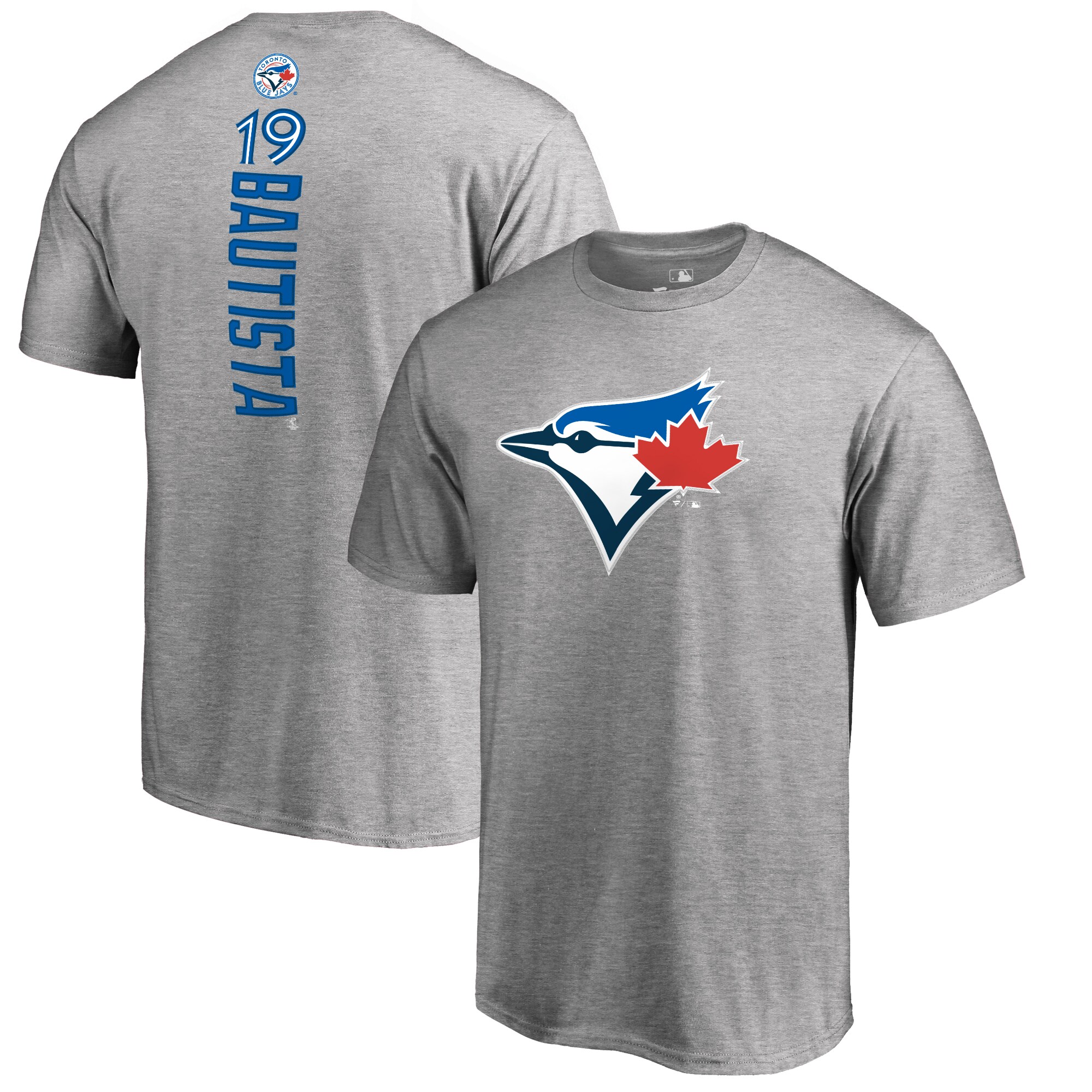 Men's Toronto Blue Jays Heather Gray Backer Name & Number T-Shirt