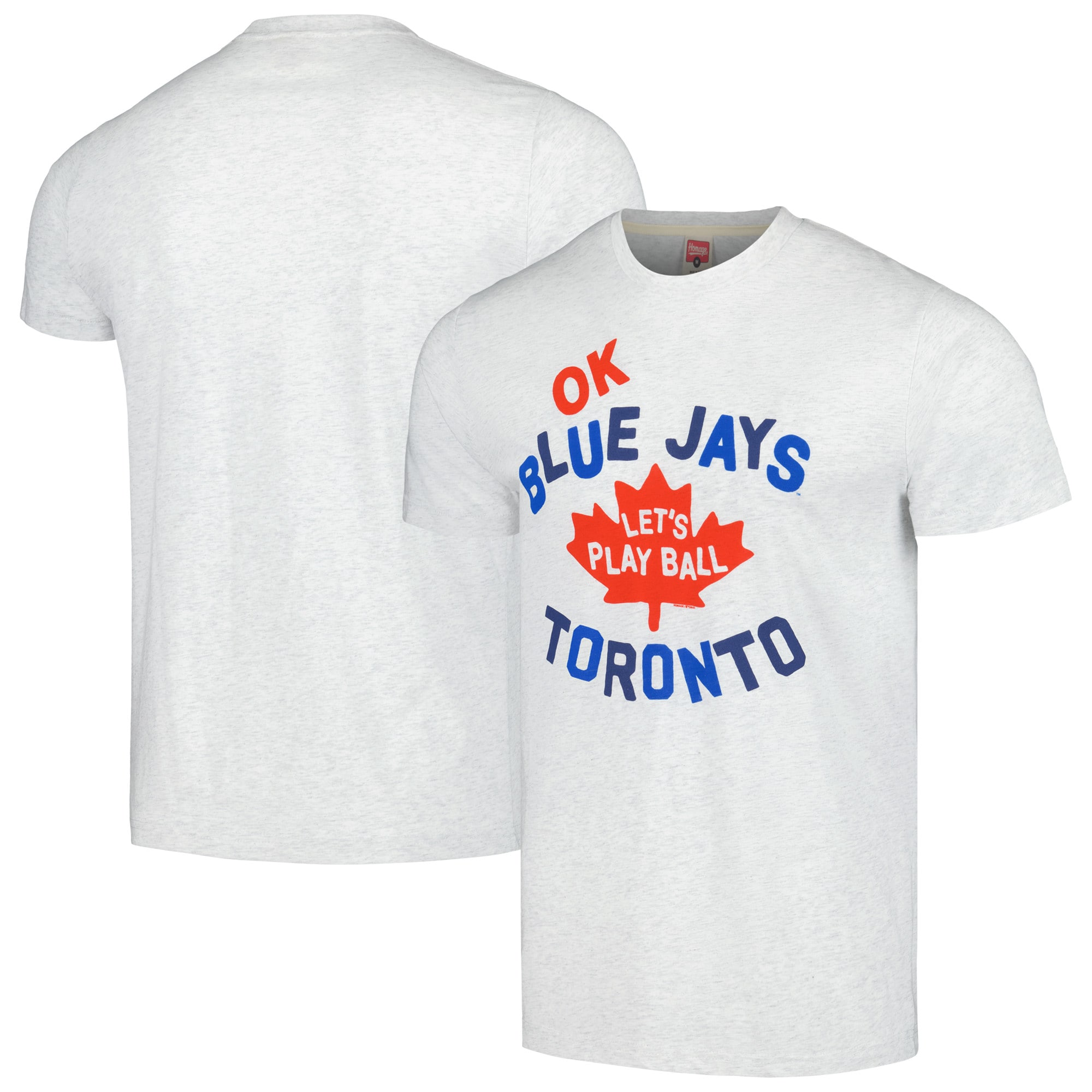 Men's Toronto Blue Jays Homage Gray Doodle Collection Let's Play Ball Tri-Blend T-Shirt