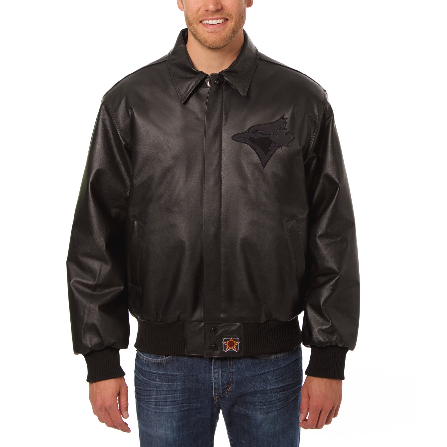 Men's Toronto Blue Jays JH Design Black All-Leather Jacket