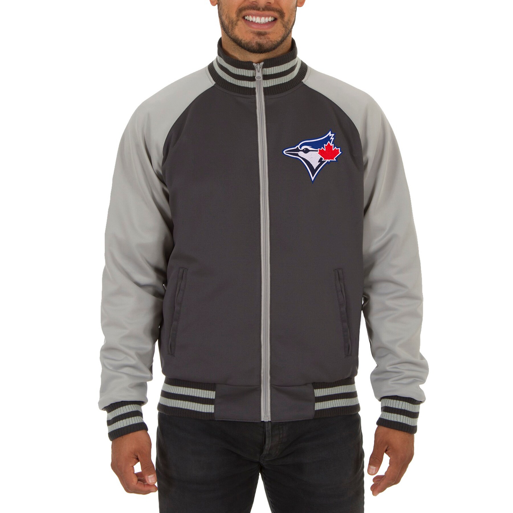 Men's Toronto Blue Jays JH Design Gray Reversible Track Jacket