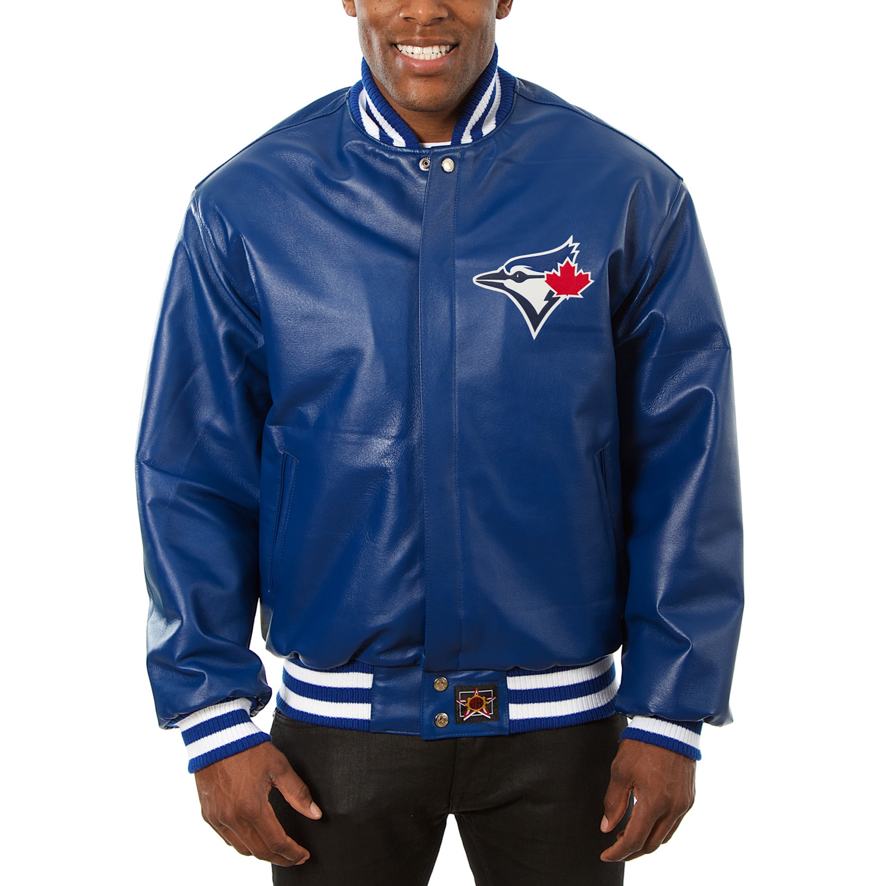 Men's Toronto Blue Jays JH Design Royal Big & Tall Full-Snap All-Leather Jacket