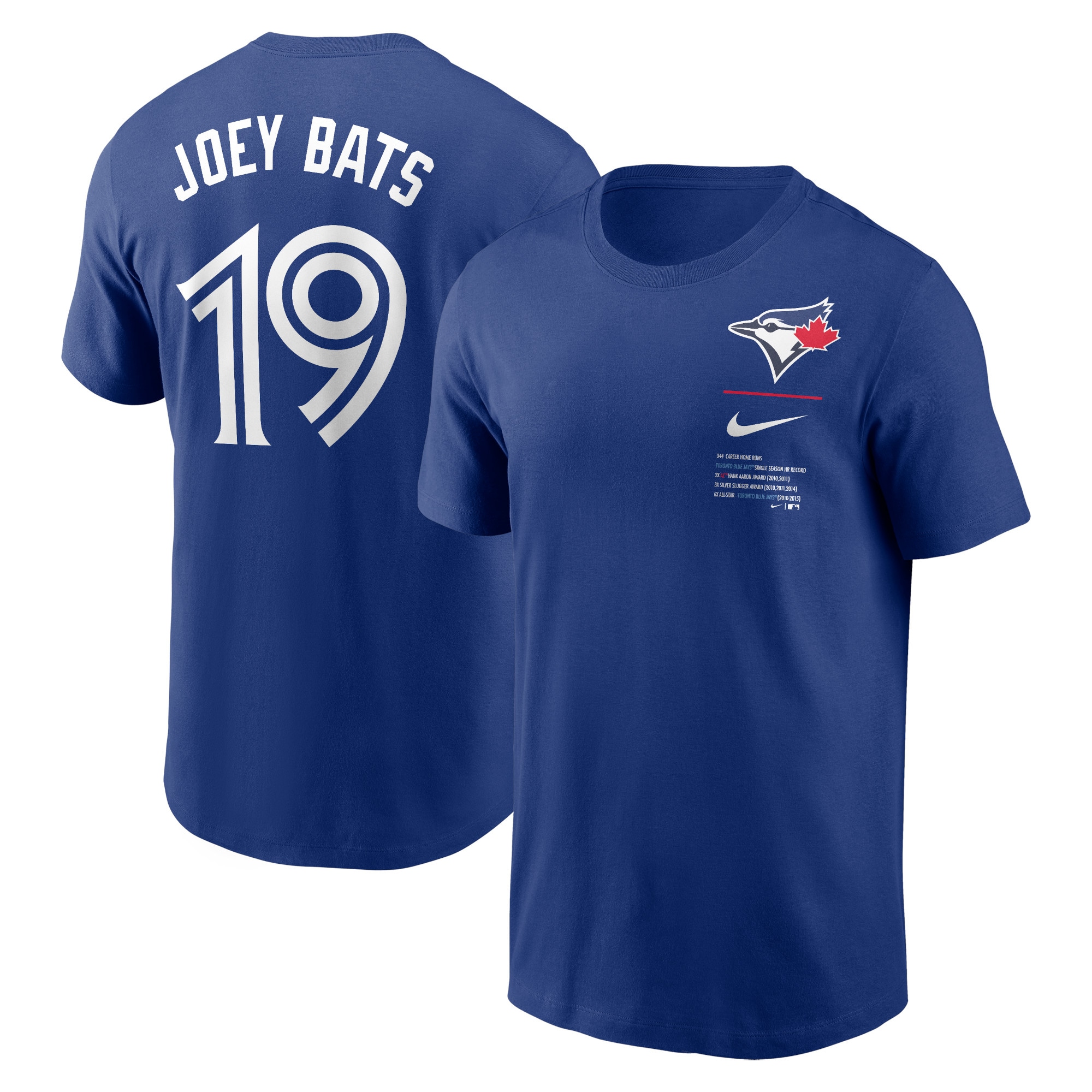 Men's Toronto Blue Jays Jose Bautista Nike Royal Career Statistics Commemorative Name & Number T-Shirt