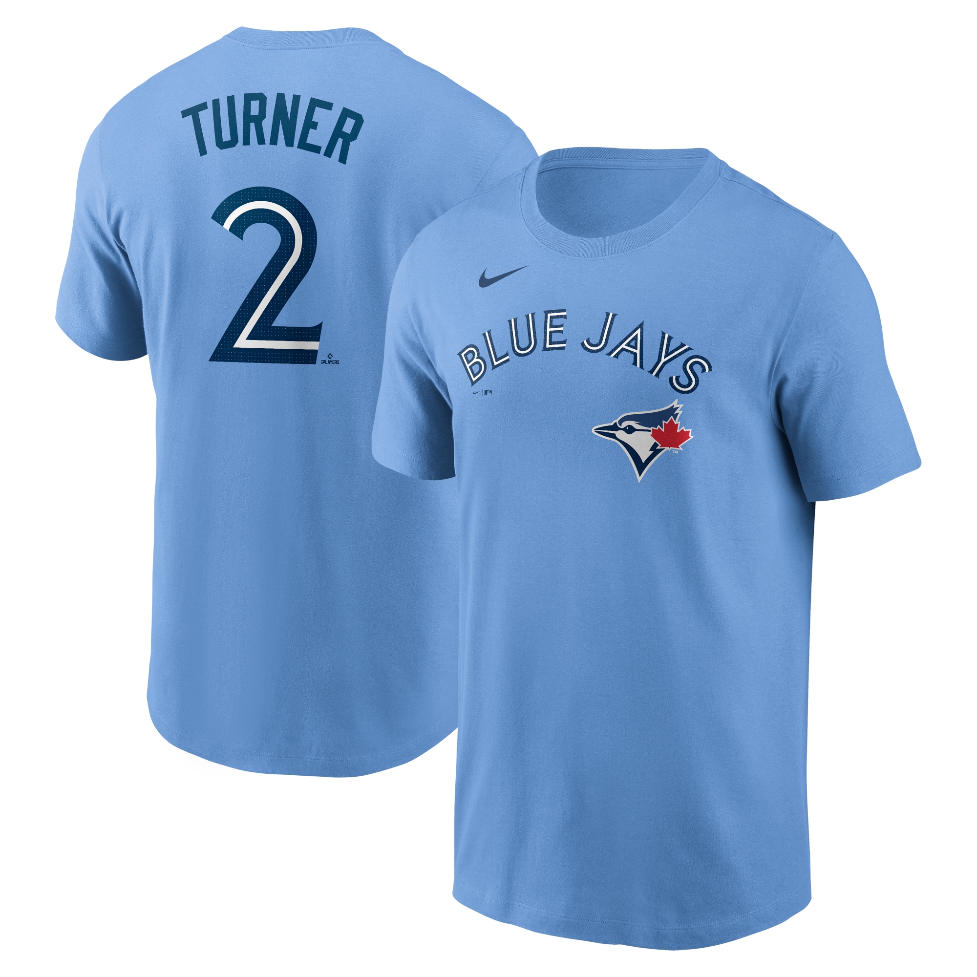 Men's Toronto Blue Jays Justin Turner Nike Powder Blue Fuse Name & Number T-Shirt