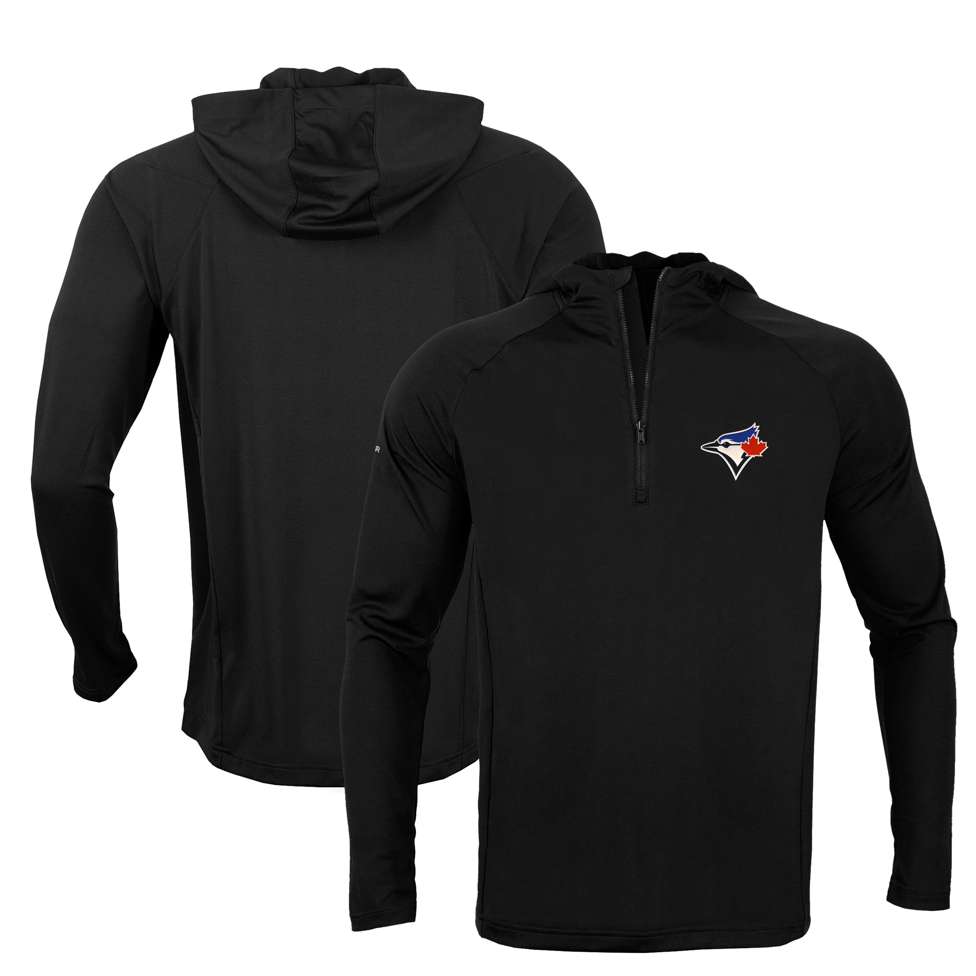 Men's Toronto Blue Jays Levelwear Black Zander Insignia Core Quarter-Zip Pullover Hoodie