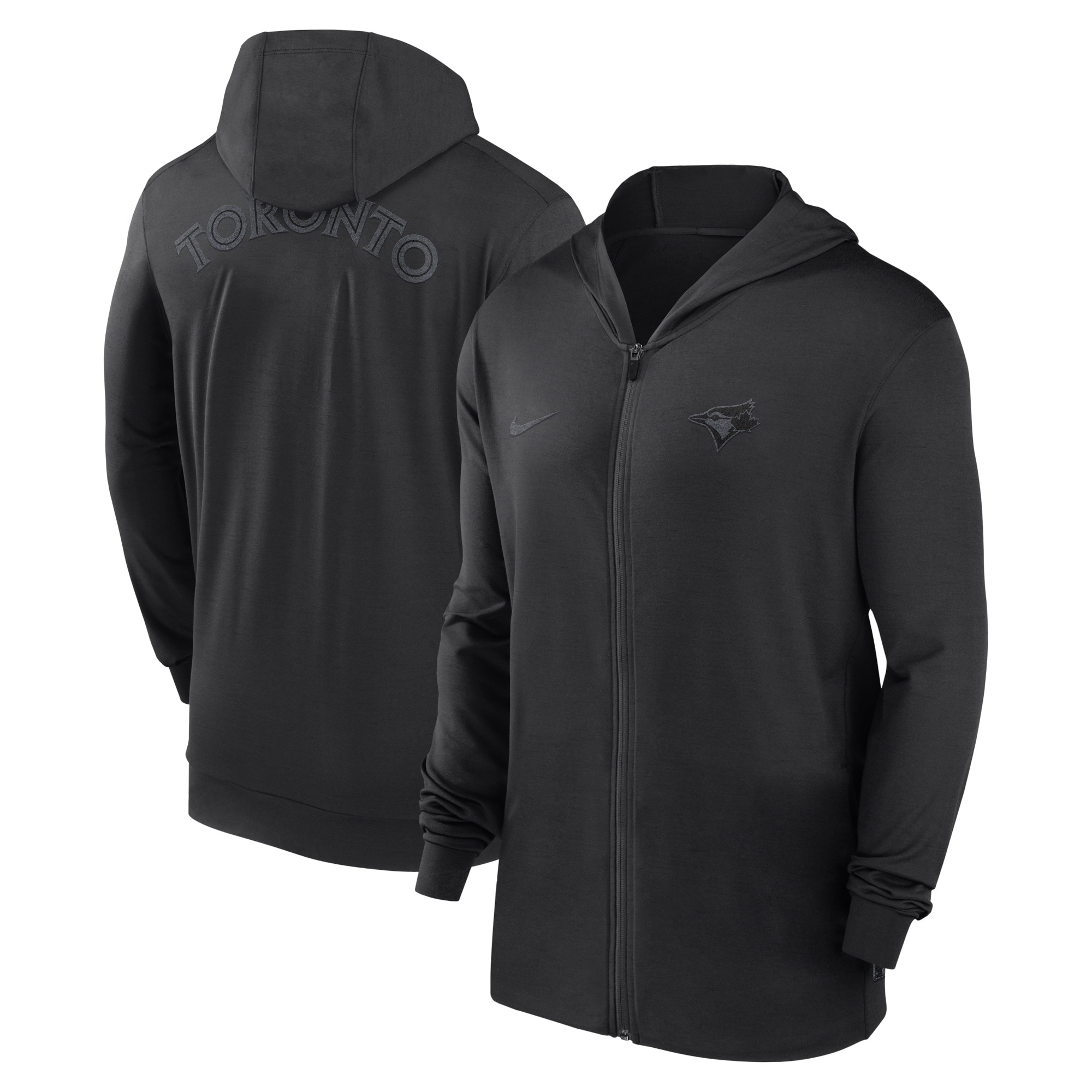Men's Toronto Blue Jays Nike Black Authentic Collection Travel Performance Lightweight Full-Zip Hoodie