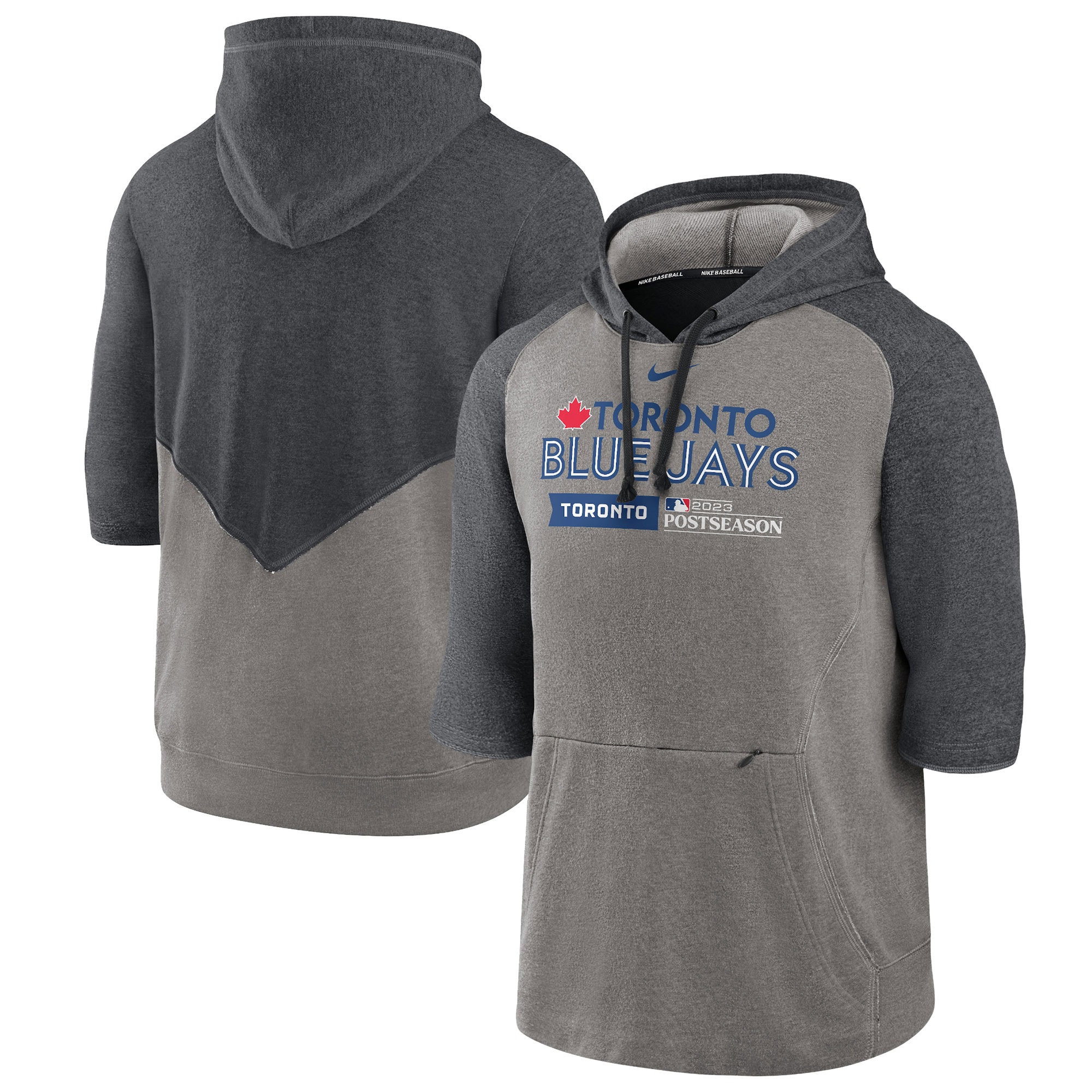 Men's Toronto Blue Jays  Nike Heather Gray 2023 Postseason Authentic Collection Flux Three-Quarter Sleeve Pullover Hoodie