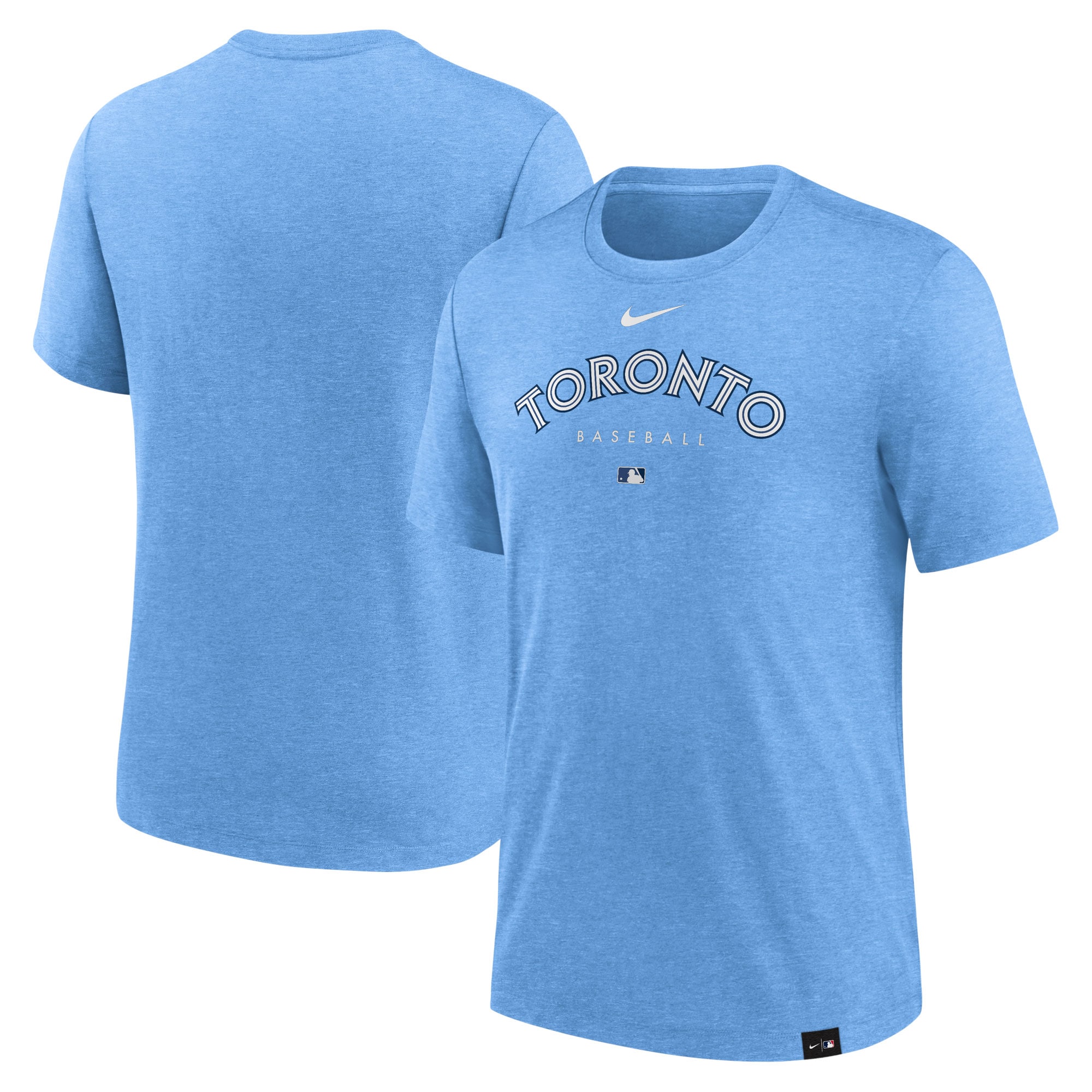 Men's Toronto Blue Jays Nike Heather Powder Blue Authentic Collection Early Work Tri-Blend Performance T-Shirt