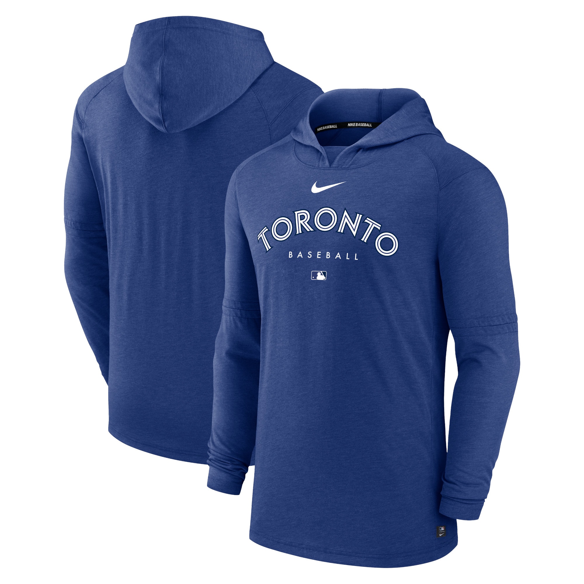 Men's Toronto Blue Jays Nike Heather Royal Authentic Collection Early Work Tri-Blend Performance Pullover Hoodie